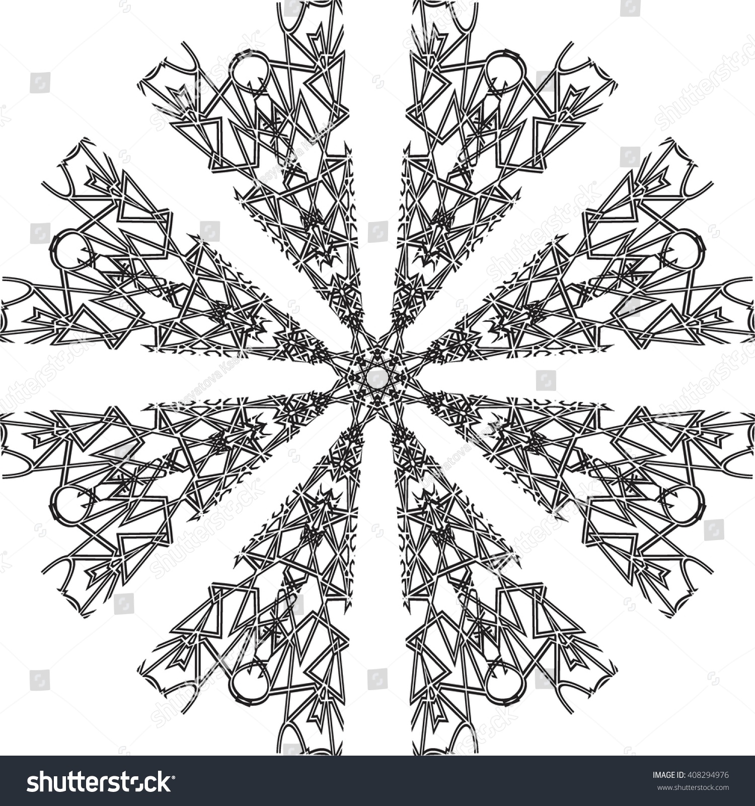 Round Black Outline Pattern White Background Stock Vector (Royalty Free
