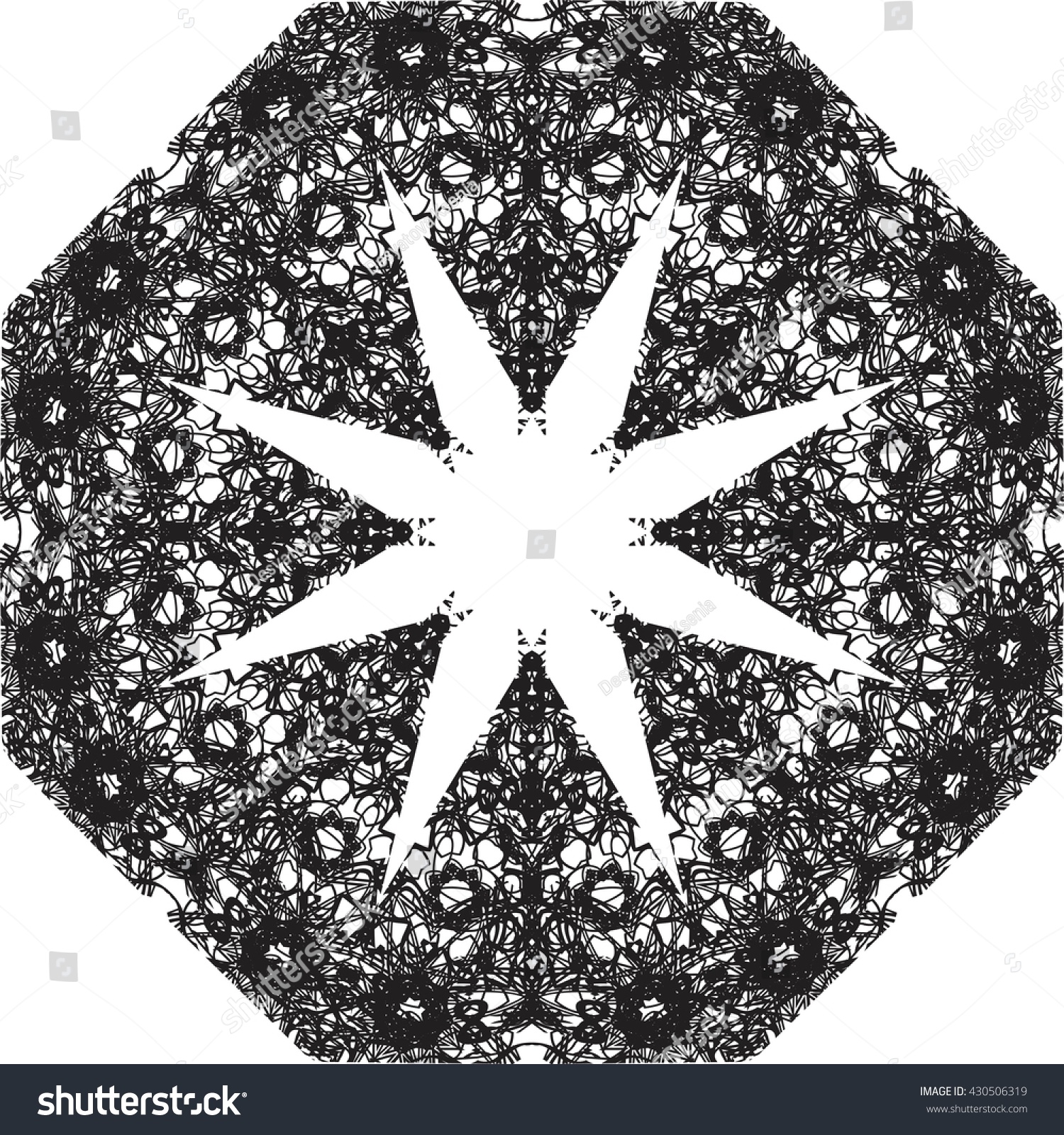 Round Black Outline Pattern White Background Stock Vector (Royalty Free ...