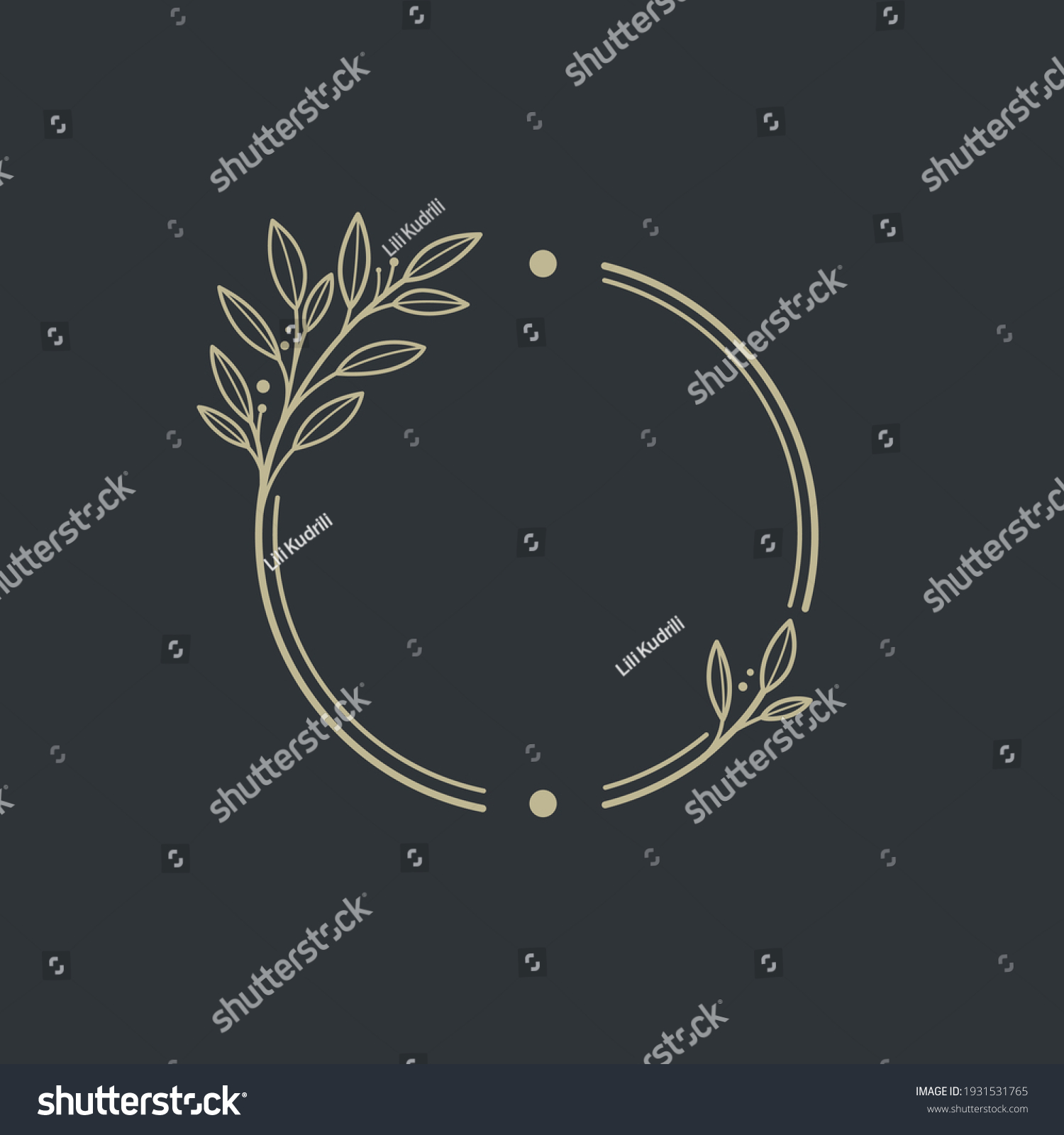 SVG of Round botanical frame element with laurel. Simple contour vector illustration for packaging, corporate identity, labels, postcards, invitations. svg