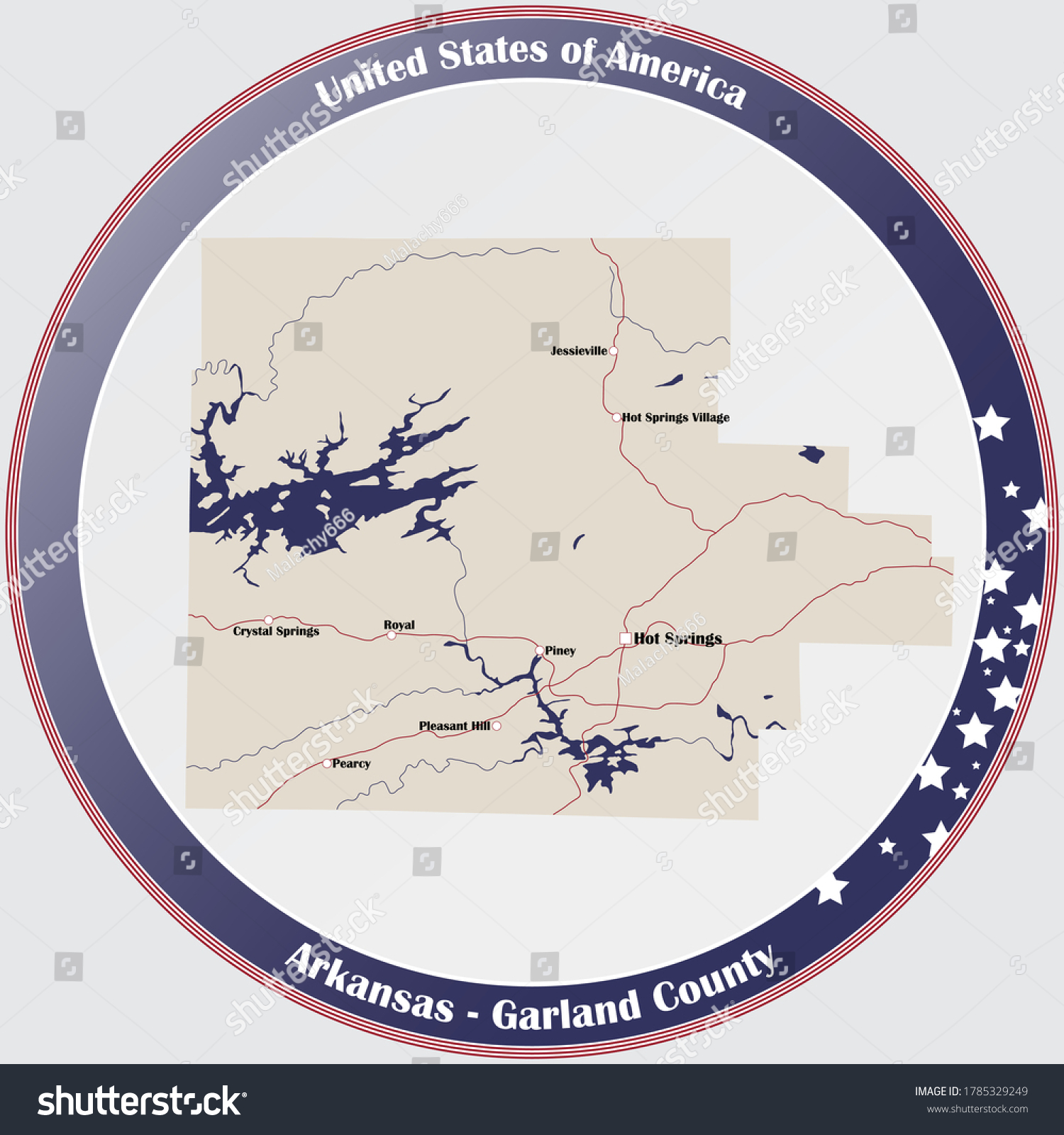 Map Of Garland County Arkansas Hot Springs Arkansas Stock Illustrations, Images & Vectors | Shutterstock