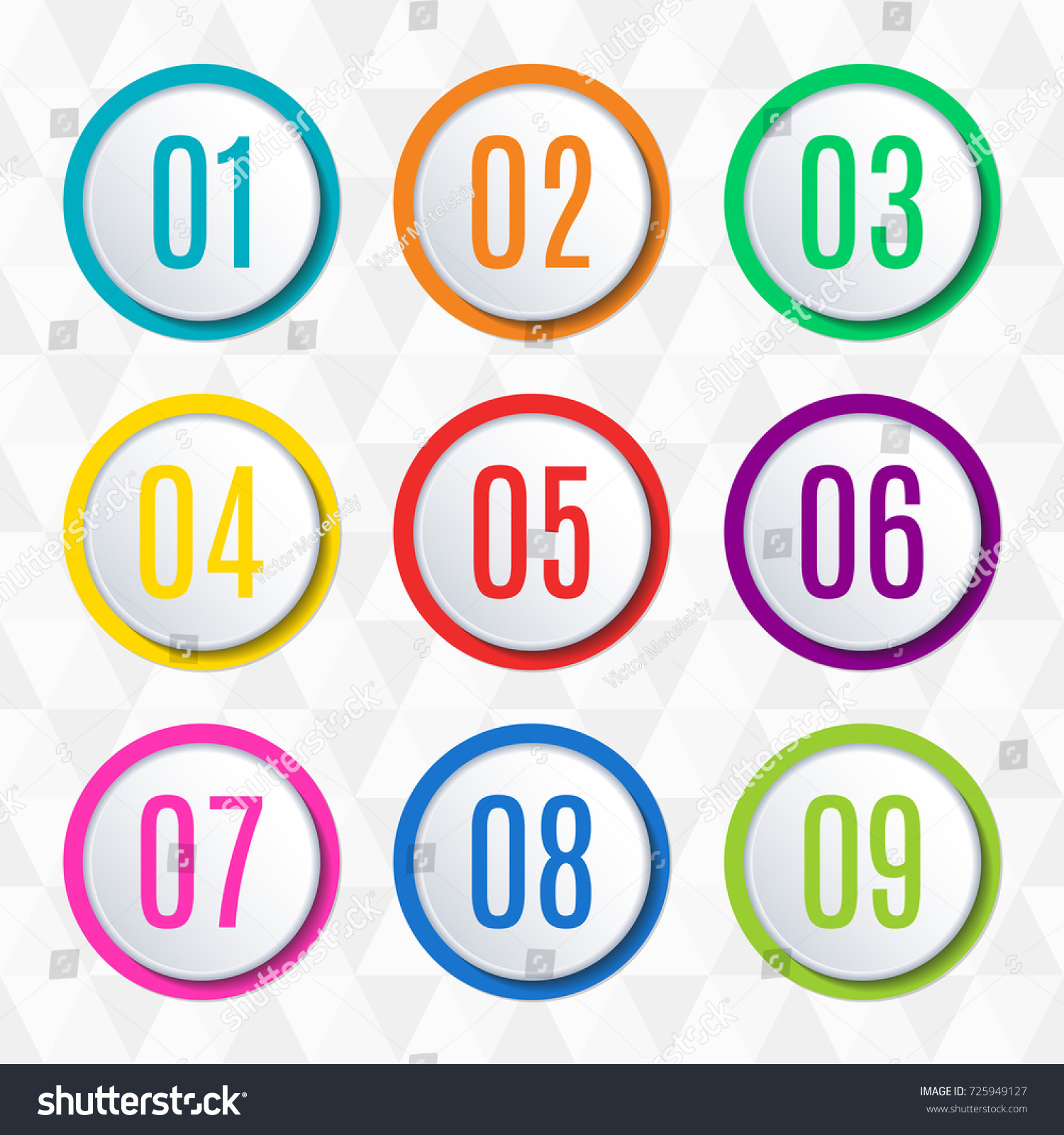 Round Buttons Badges Numbers 123456789 Button Stock Vector (Royalty ...