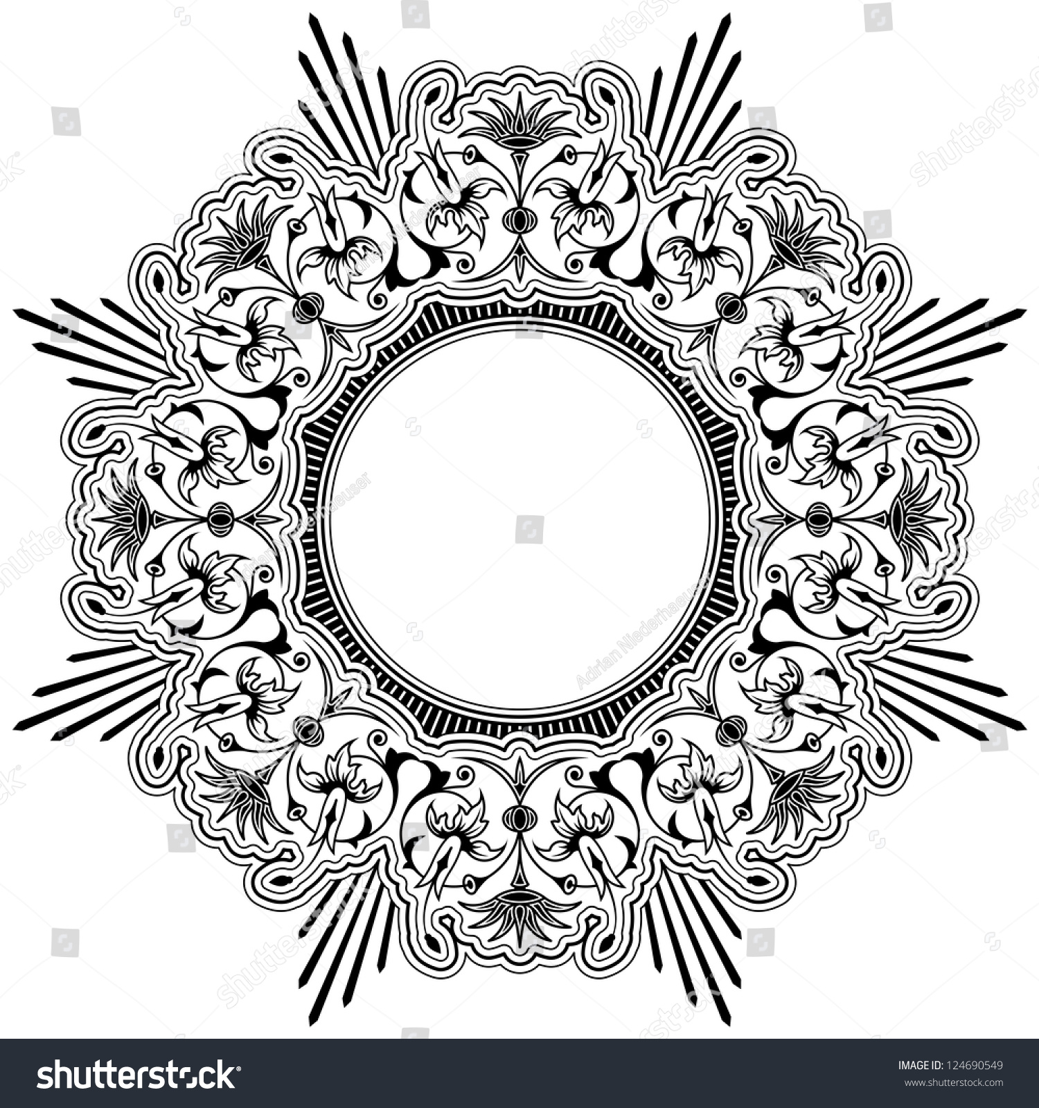 vintage vector ornamental circle border floral Element Mandala Round Floral Design Calligraphic Stock