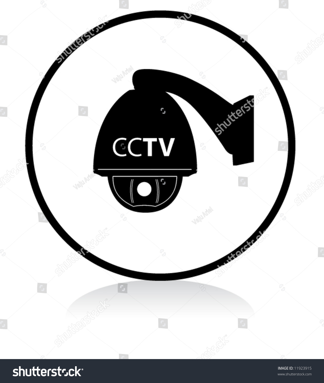 Round Cctv Sign Speed Dome Black Stock Vector 11923915 