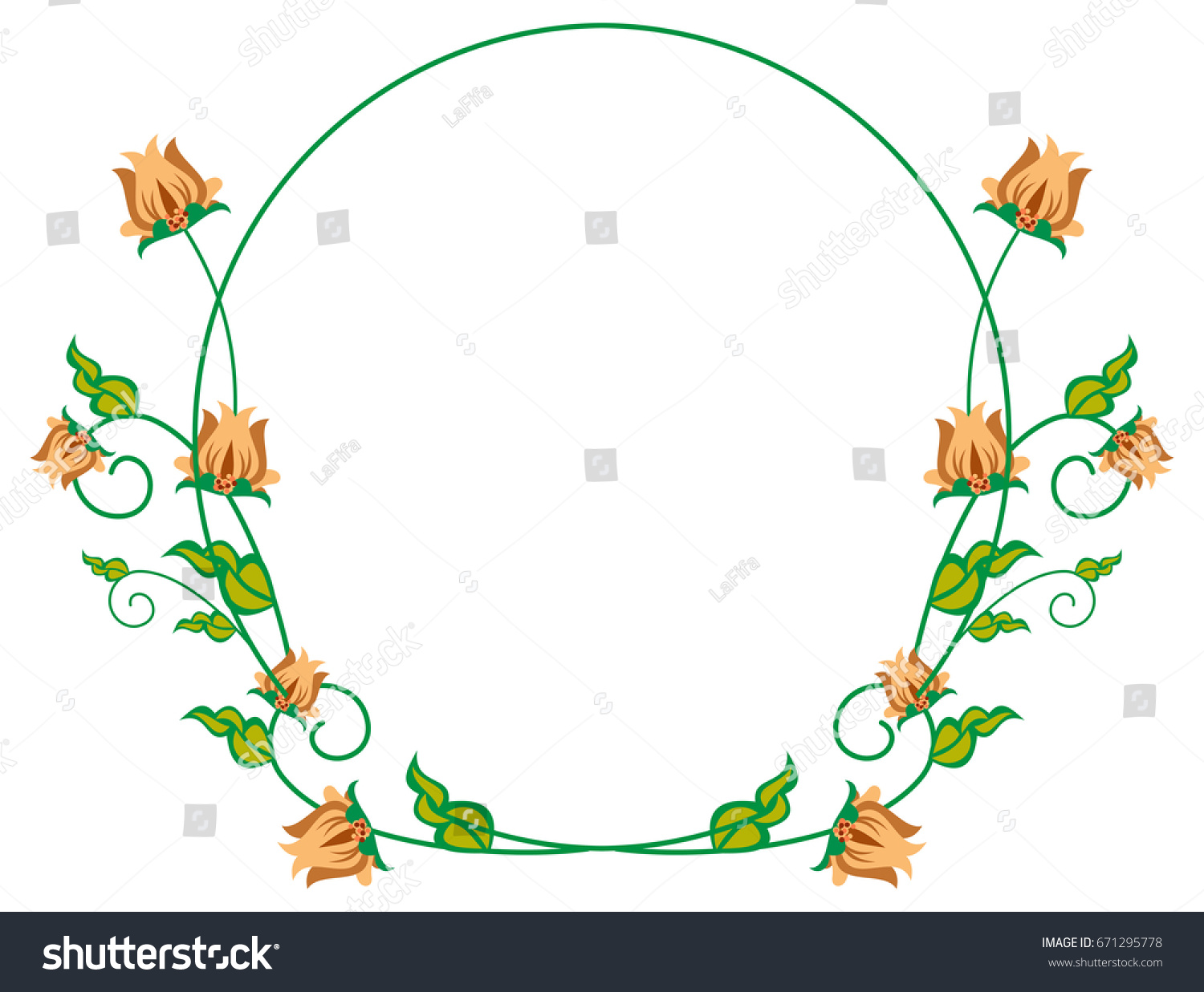 Round Decorative Frame Abstract Flowers Vector Stock Vector 671295778