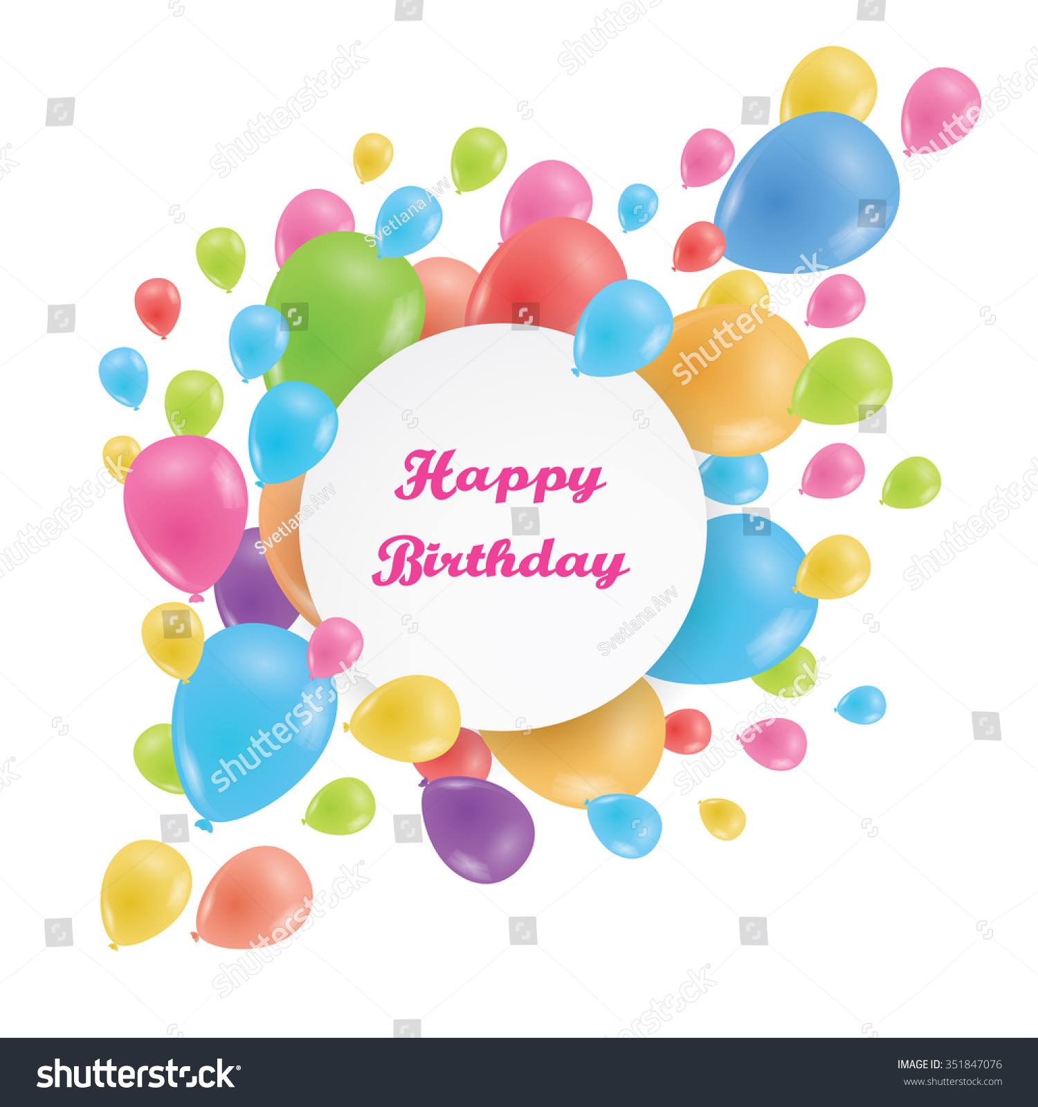 Round Frame Happy Birthday Multicolored Balloons Stock Vector (Royalty ...