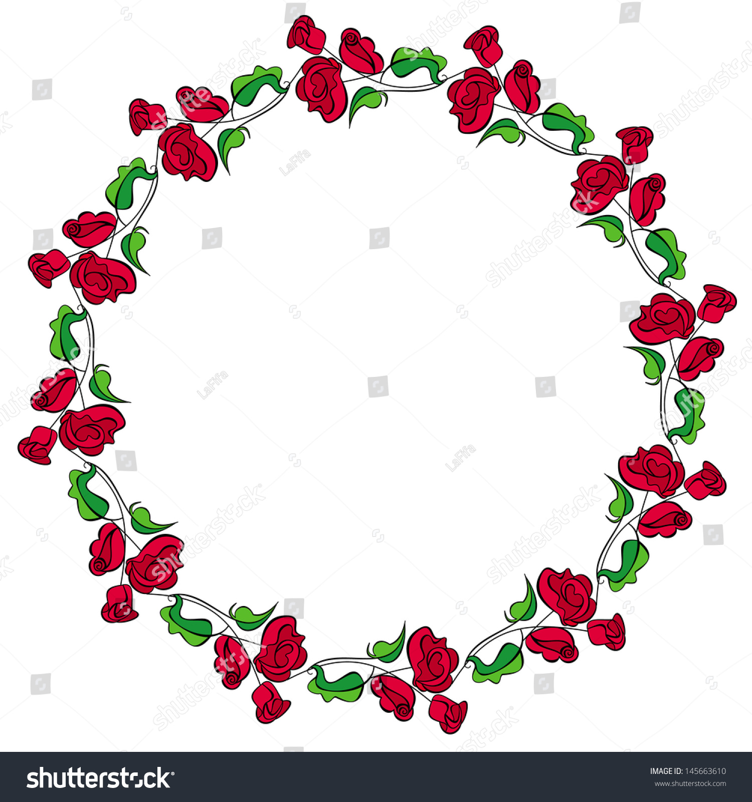 Round Frame Roses Stock Vector (Royalty Free) 145663610