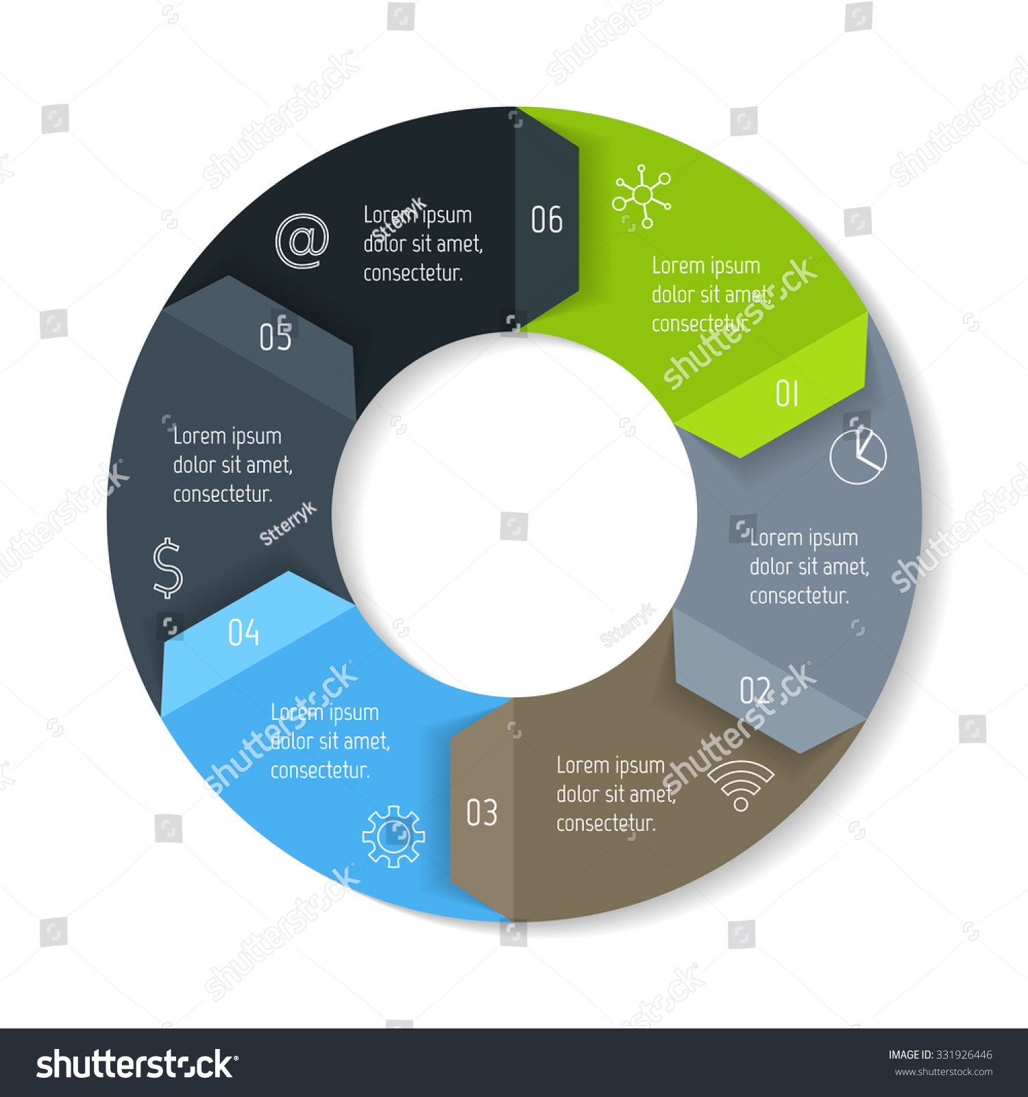 Round Infographic Diagram Folded Arrows Circular