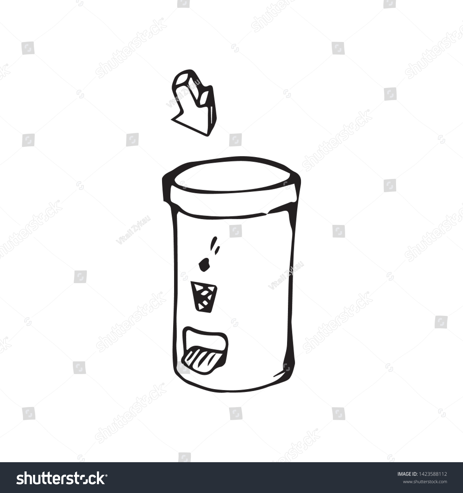 Round Litter Bin Vector Sketch Stock Vector (Royalty Free) 1423588112 ...