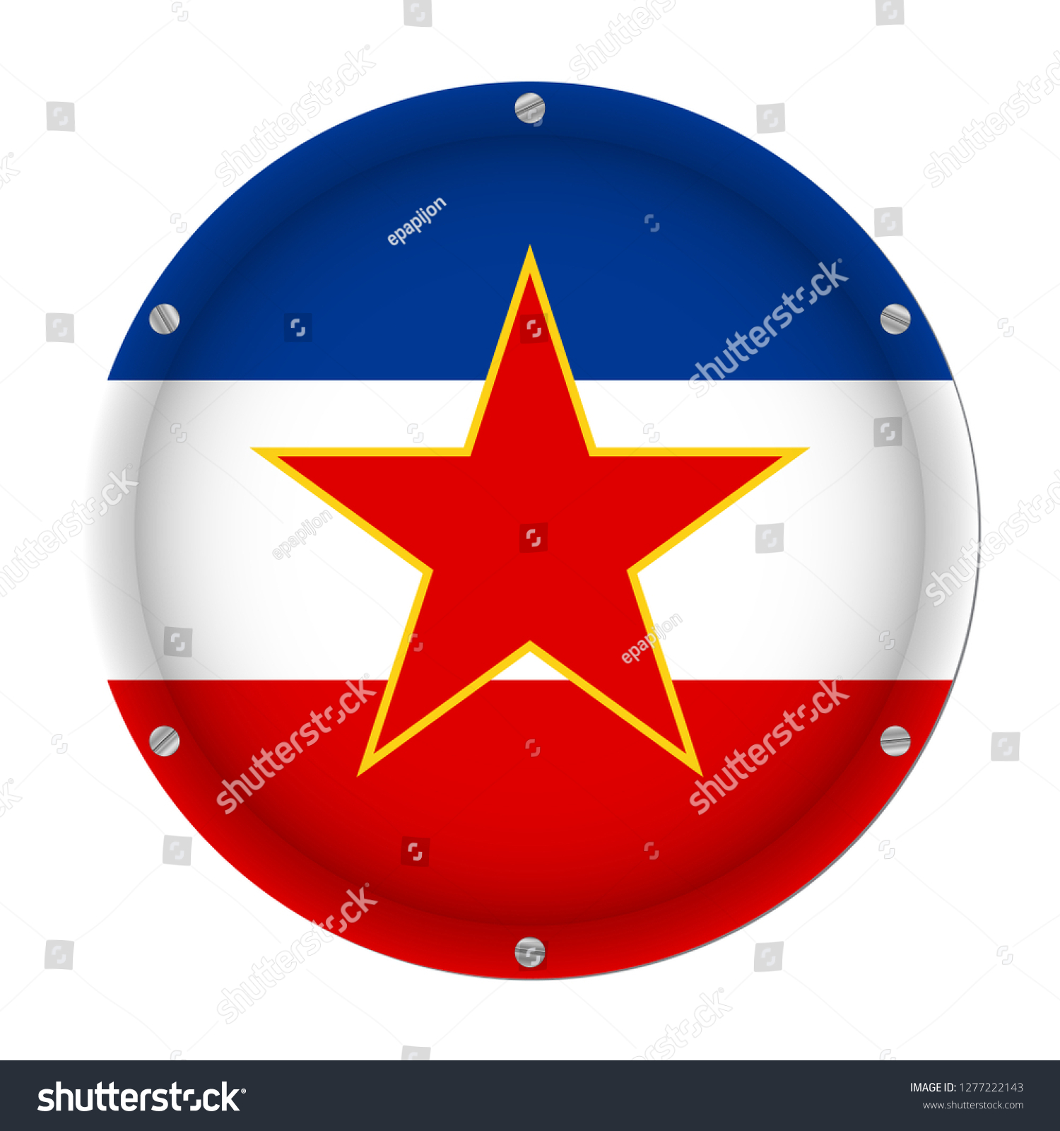 Round Metallic Flag Yugoslavia Six Screws Stock Vector (Royalty Free ...