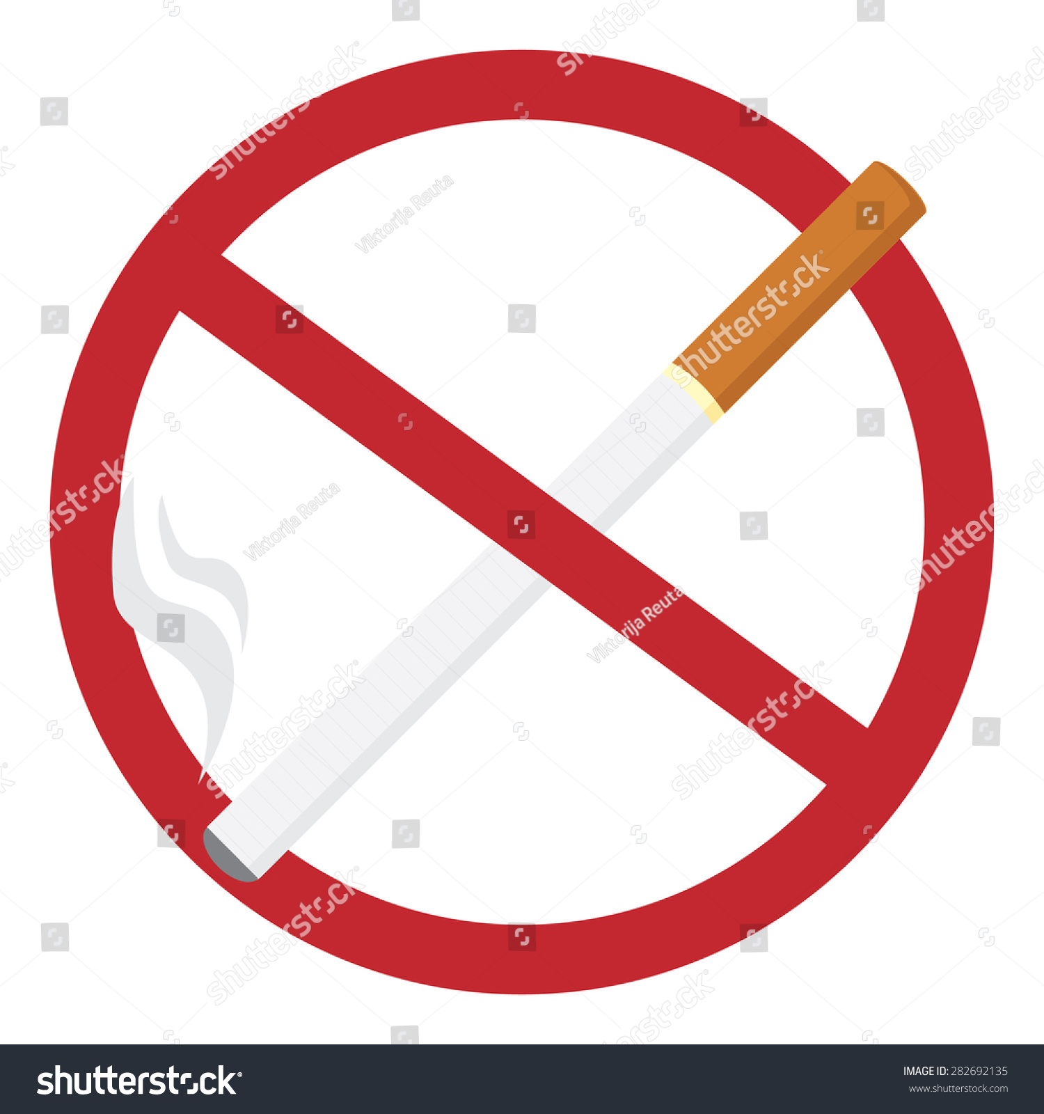 Round No Smoking Sign Realistic Cigarette Stock Vector (Royalty Free ...