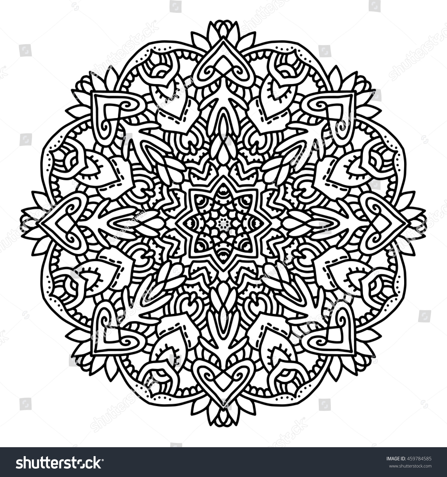 Download Round Ornament Design Coloring Book Page Stock Vector 459784585 - Shutterstock