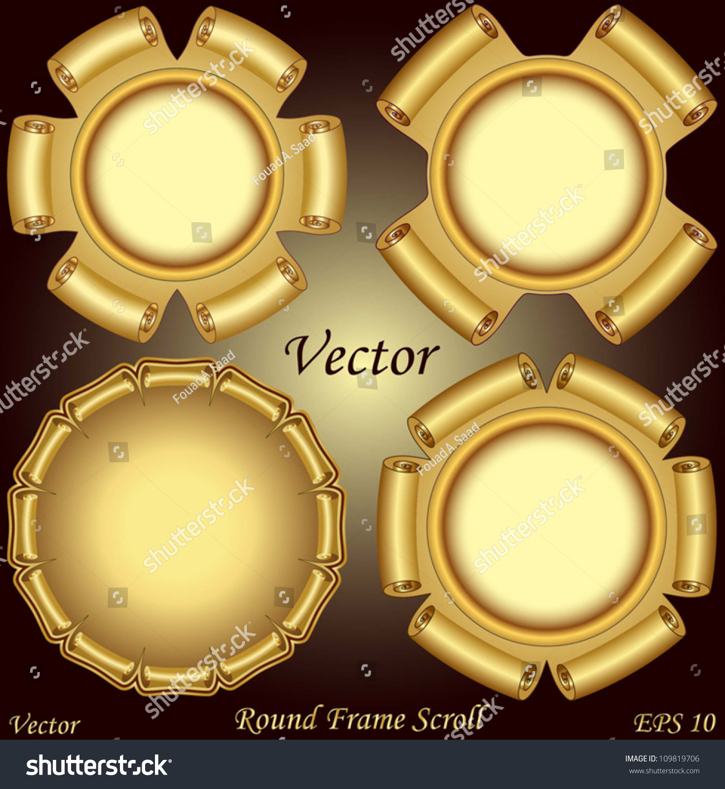 Round Scroll Frame Stock Vector Royalty Free 109819706