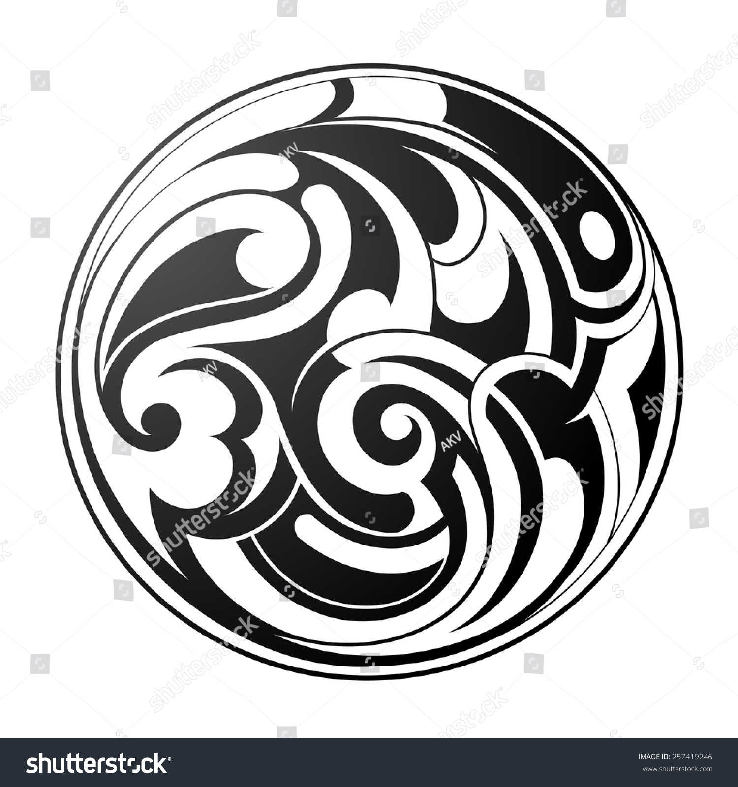  Round  Tribal  Art Tattoo Stock Vector 257419246 Shutterstock