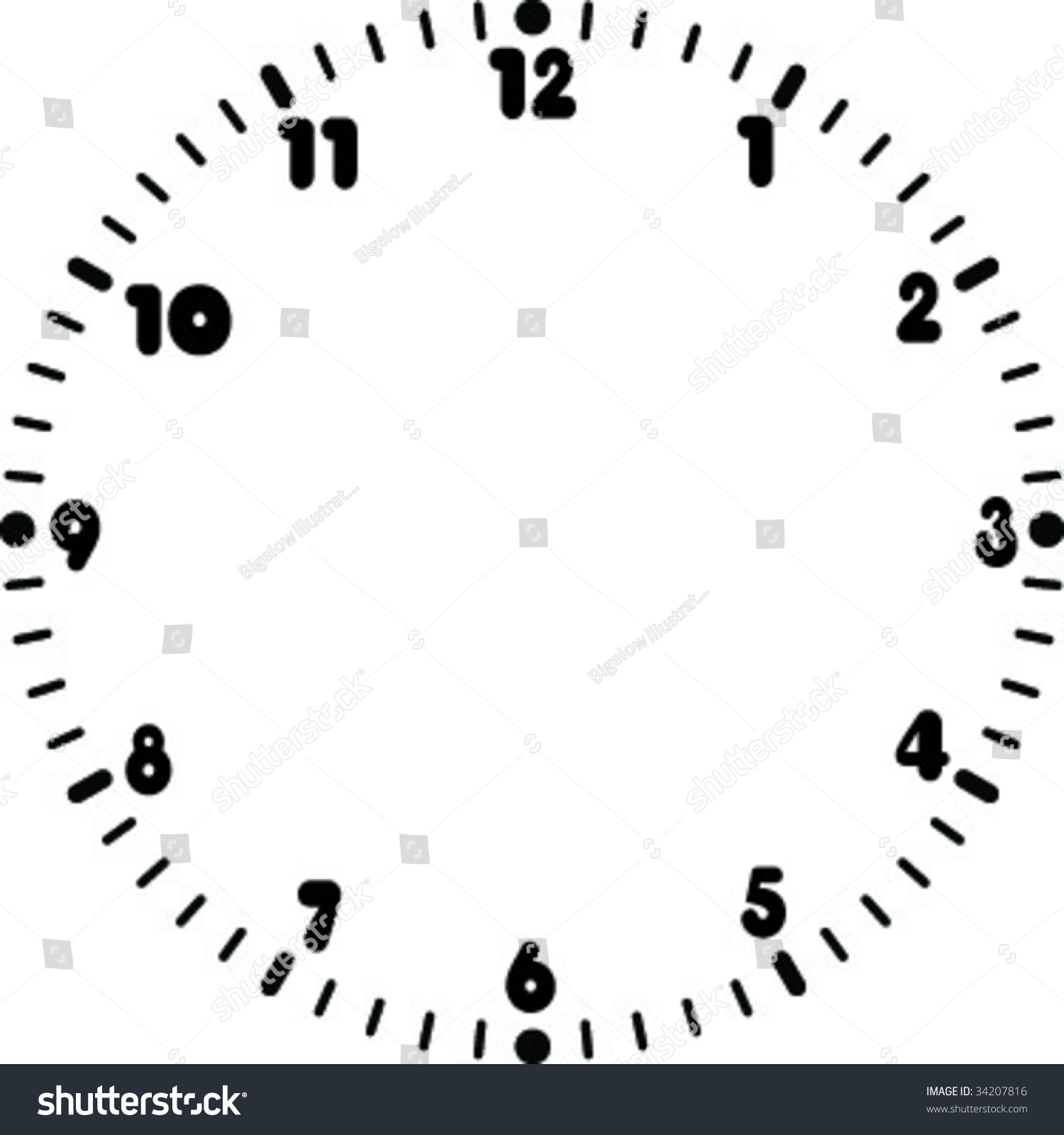 Rounded Numeral Clock Face. Stock Vector Illustration 34207816 ...