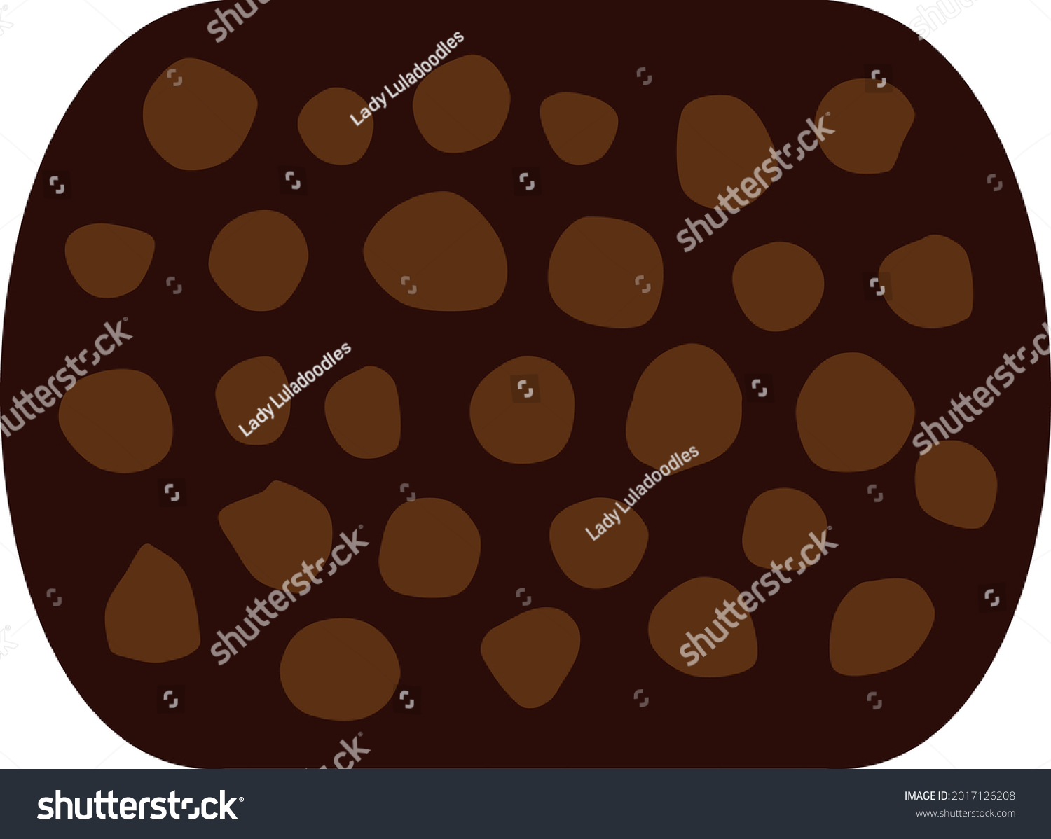 SVG of Rounded rectangular dark brown Chocolate candy with round cookie chocolate chips. Layered confectionery SVG svg