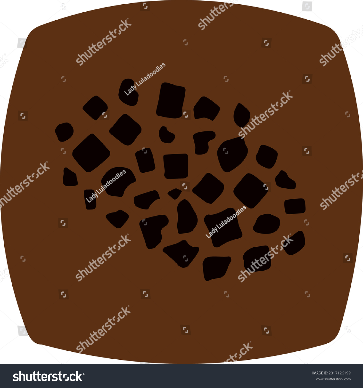 SVG of Rounded square light brown Chocolate with broken square dark chocolate candy cookie piece sprinkles. Layered confectionery SVG svg