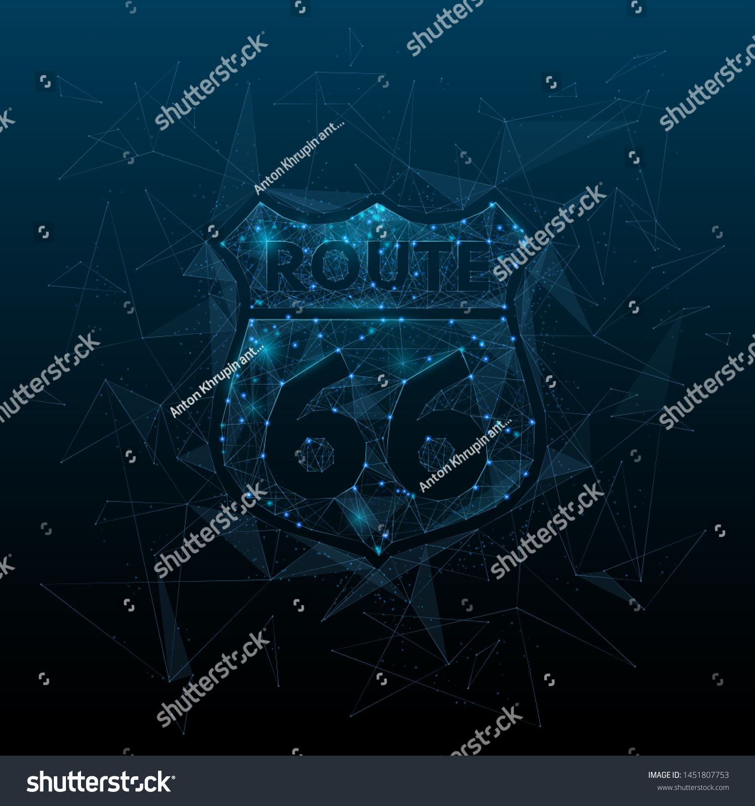 Route 66 Low Poly Wireframe Banner Stock Vector (Royalty Free) 1451807753