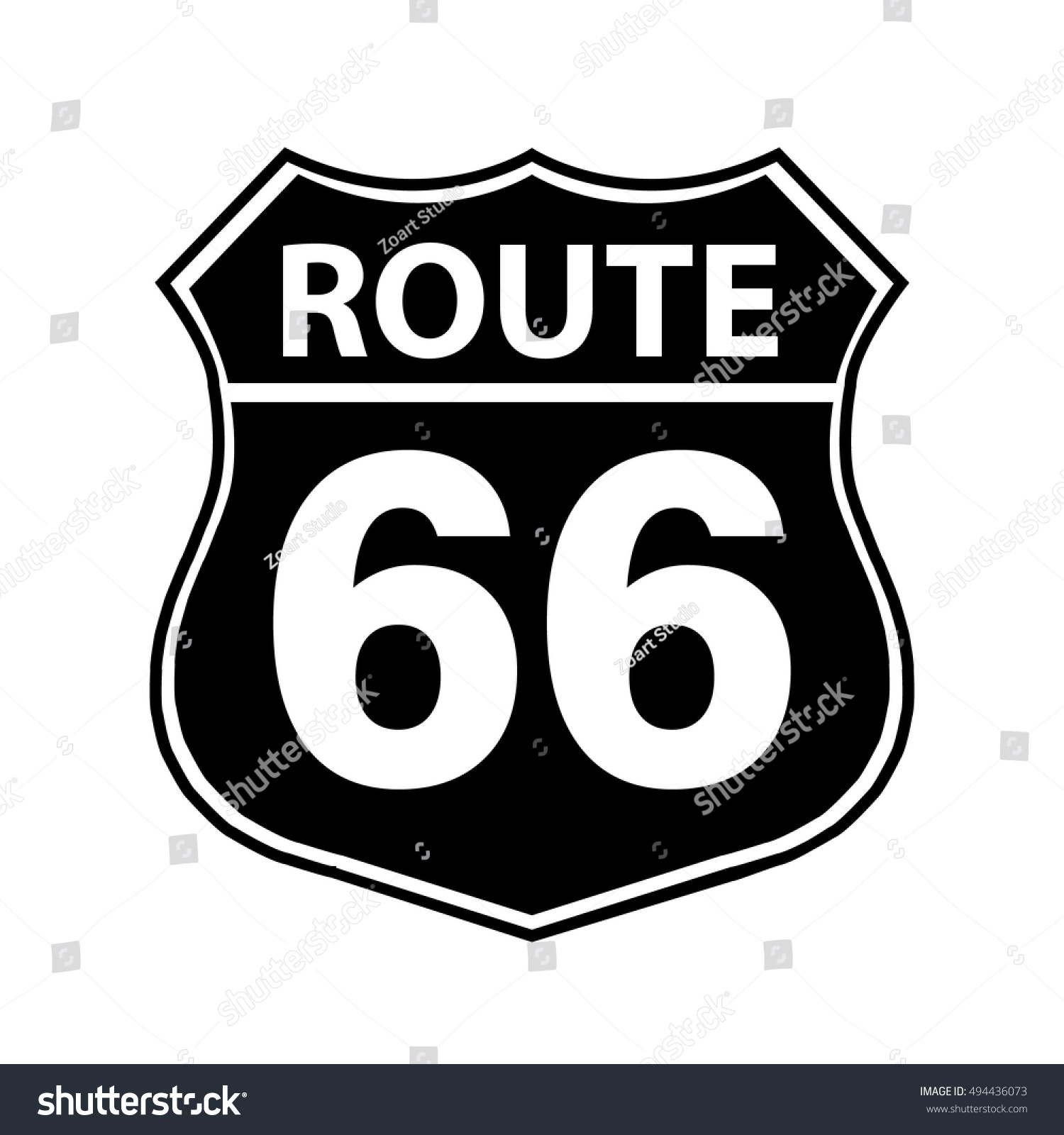 Route 66 Sign Black Stock Vector (Royalty Free) 494436073 | Shutterstock