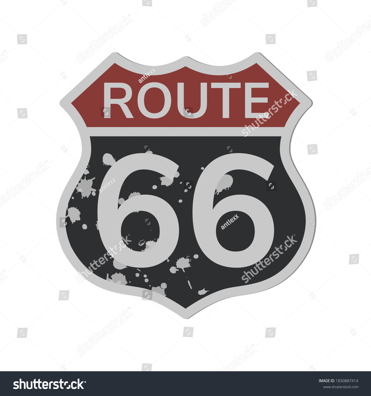 Route 66 Sign Black Red Colors Stock Vector (Royalty Free) 1830887414