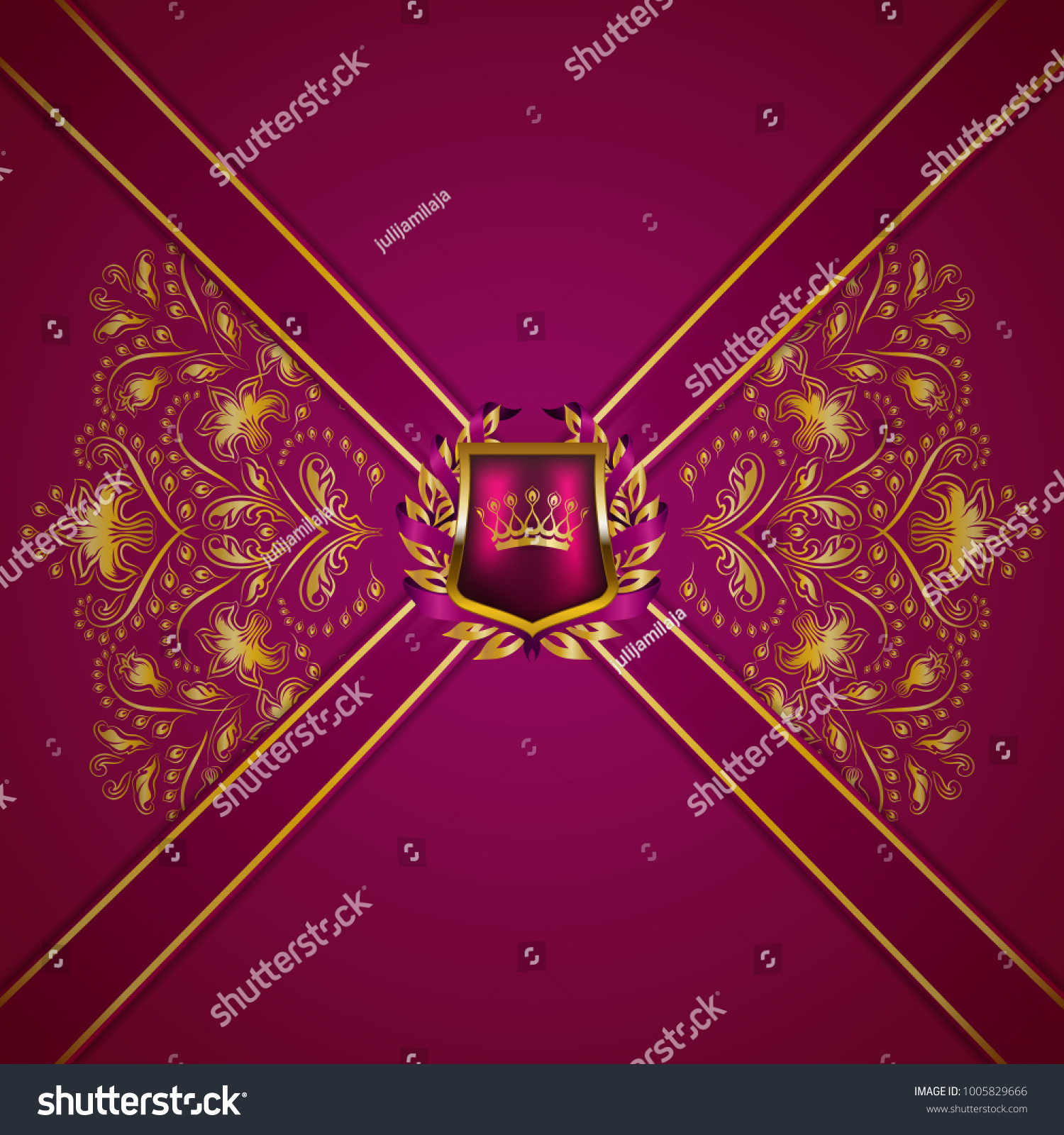 Royal Background Ornament Shield Gold Crown Stock Vector (Royalty Free ...