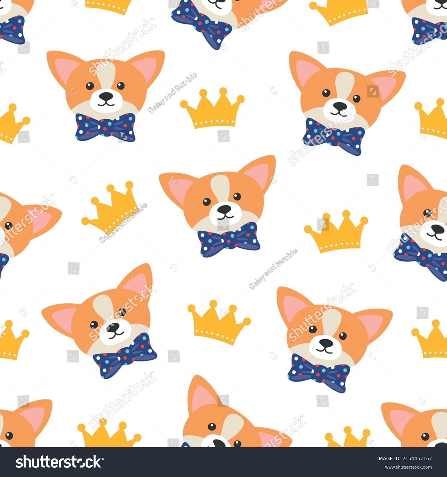 SVG of Royal Corgi Background seamless vector repeat pattern with crowns. Wallpaper, backdrop, red white and blue. svg