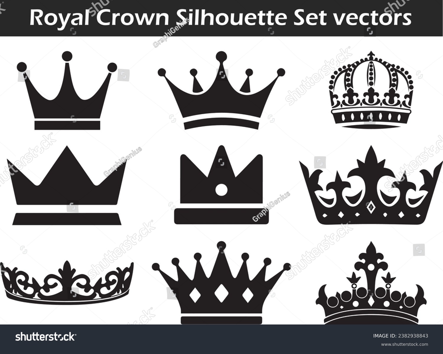 SVG of Royal Crown Silhouette Set vectors svg