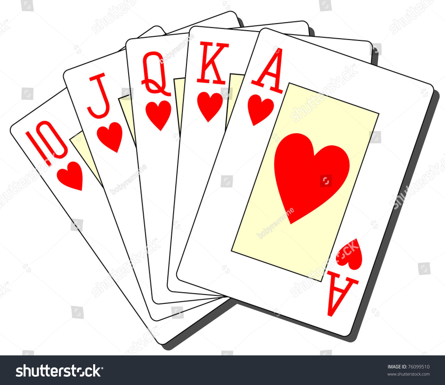 Royal Flush Hearts vetor stock (livre de direitos) 76099510