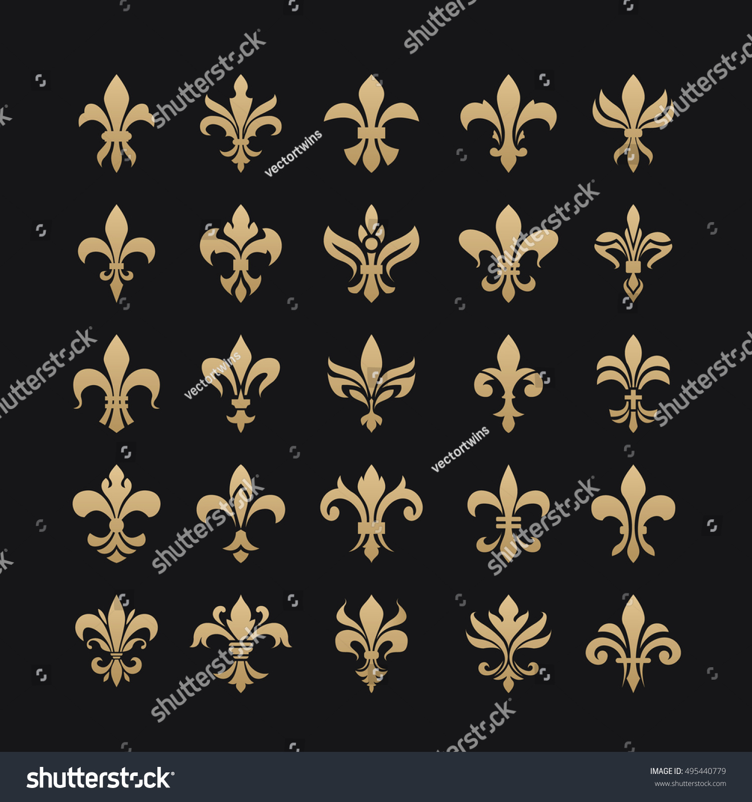 Royal French Heraldry Icon Set Stock Vector (Royalty Free) 495440779 ...