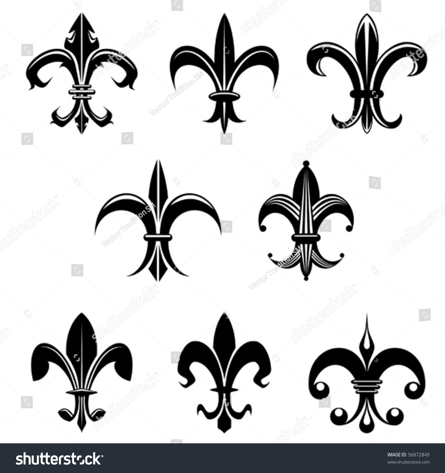 Royal French Lily Symbols Emblem Logo Stock Vector 56872849 - Shutterstock