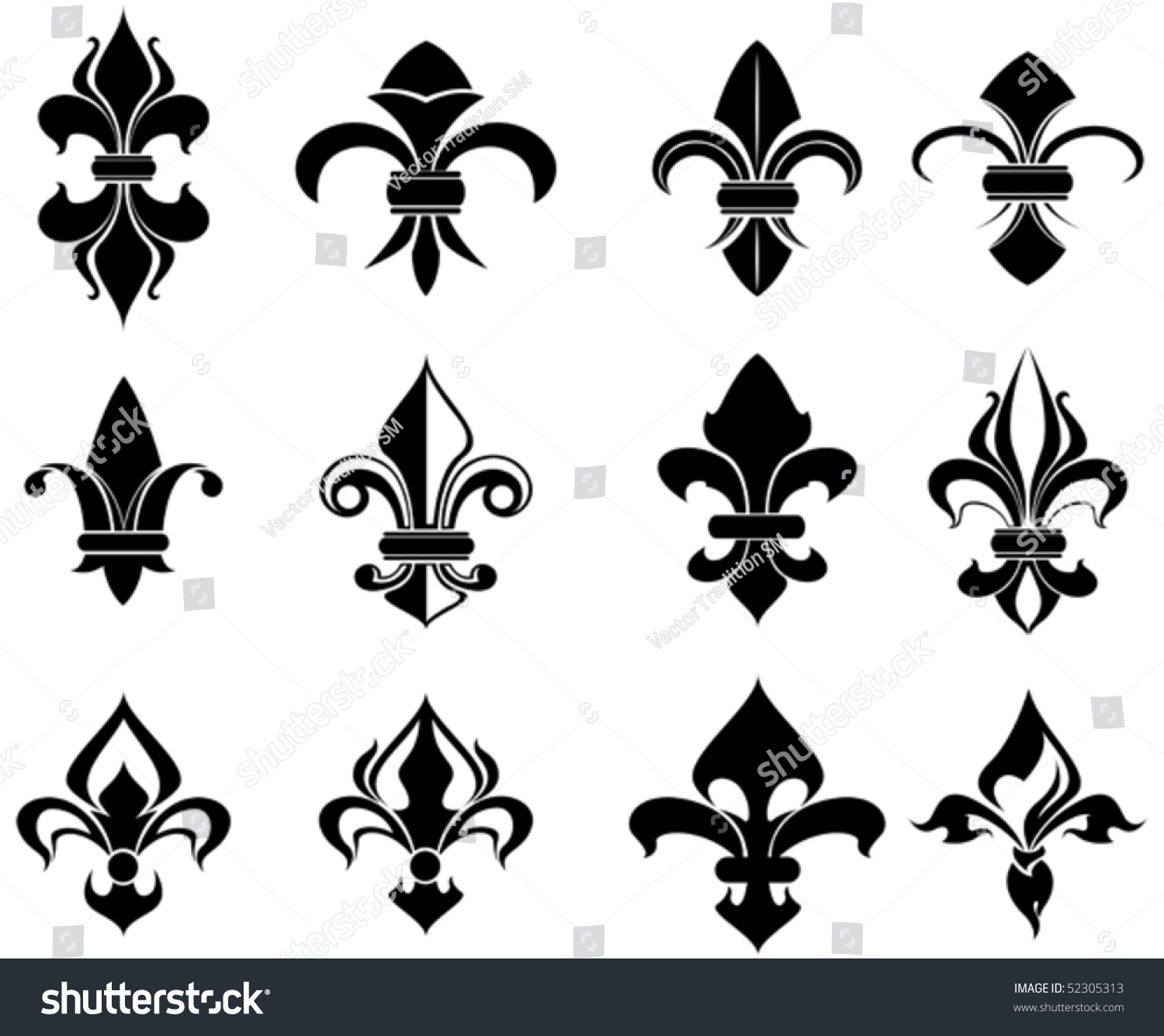 Royal French Lily Symbols Design Decorate Stock Vector (Royalty Free ...