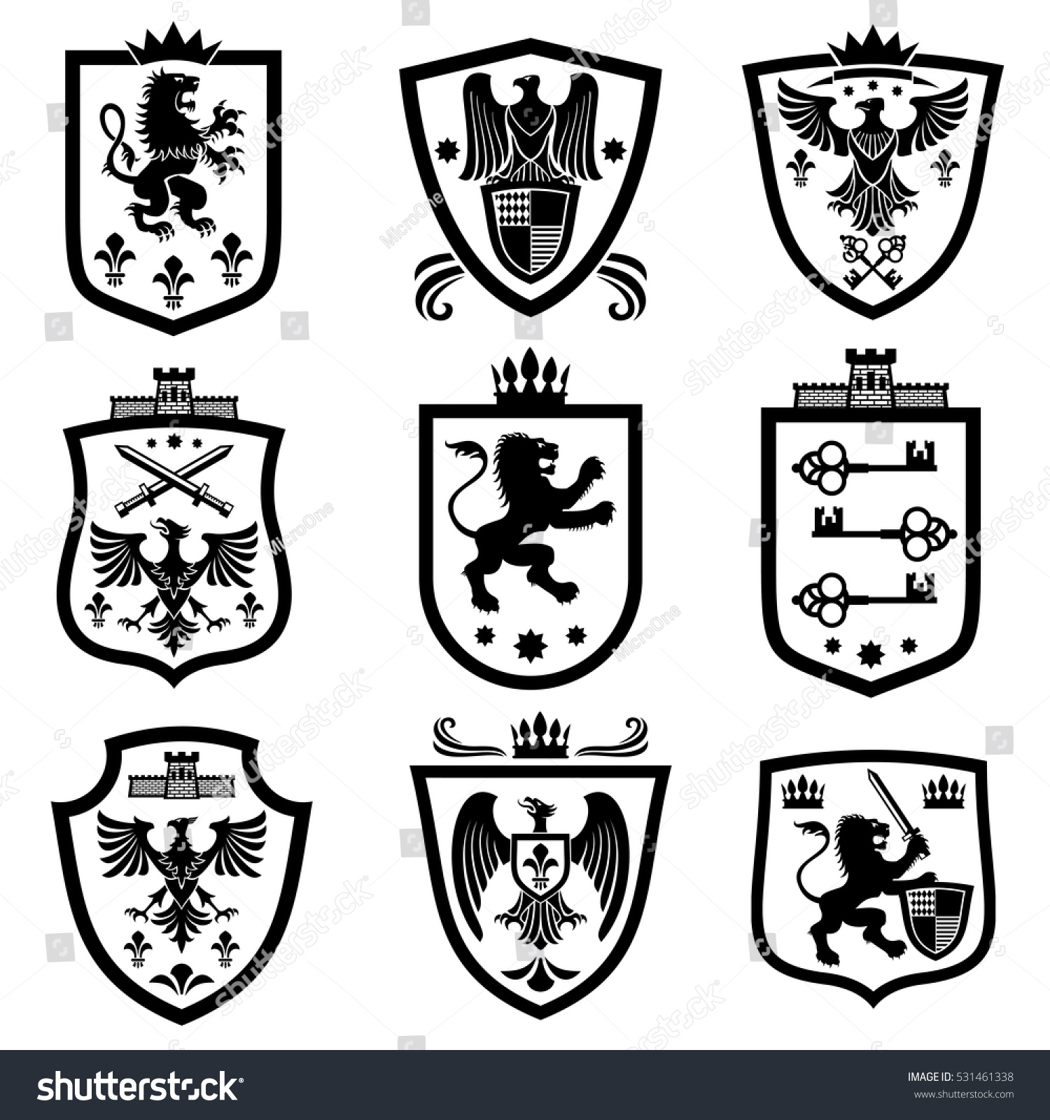 Royal Shields Nobility Heraldry Coat Arms Stock Vector (Royalty Free ...