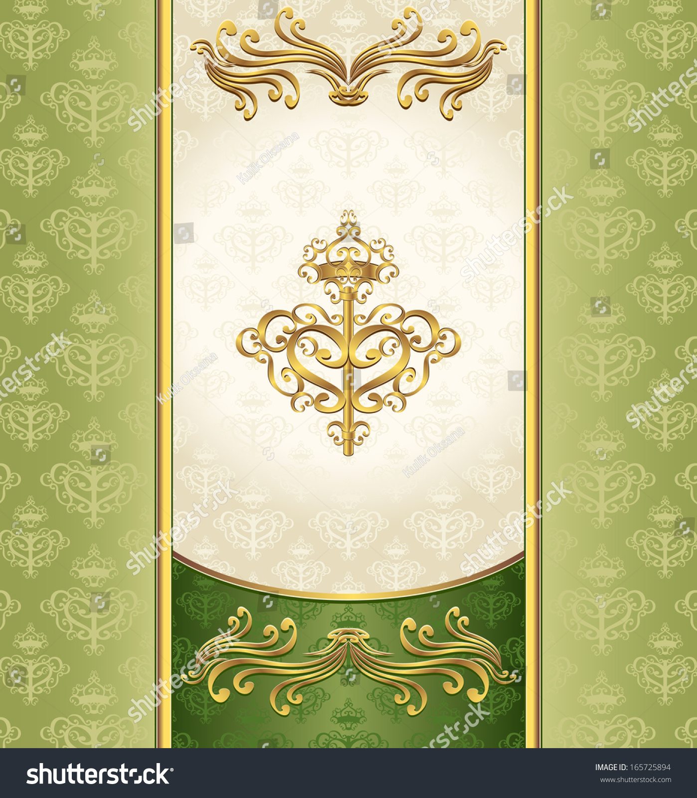 Royal Victorian Background Seamless Pattern Green Stock Vector Royalty