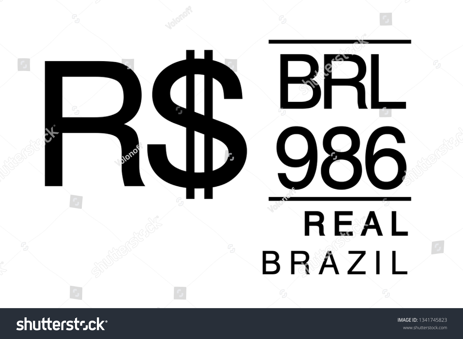 SVG of RS, BRL, 986, Real, Brazil Banking Currency icon typography logo banner set isolated on background. Abstract concept graphic element. Collection of currency symbols ISO 4217 signs used in country svg