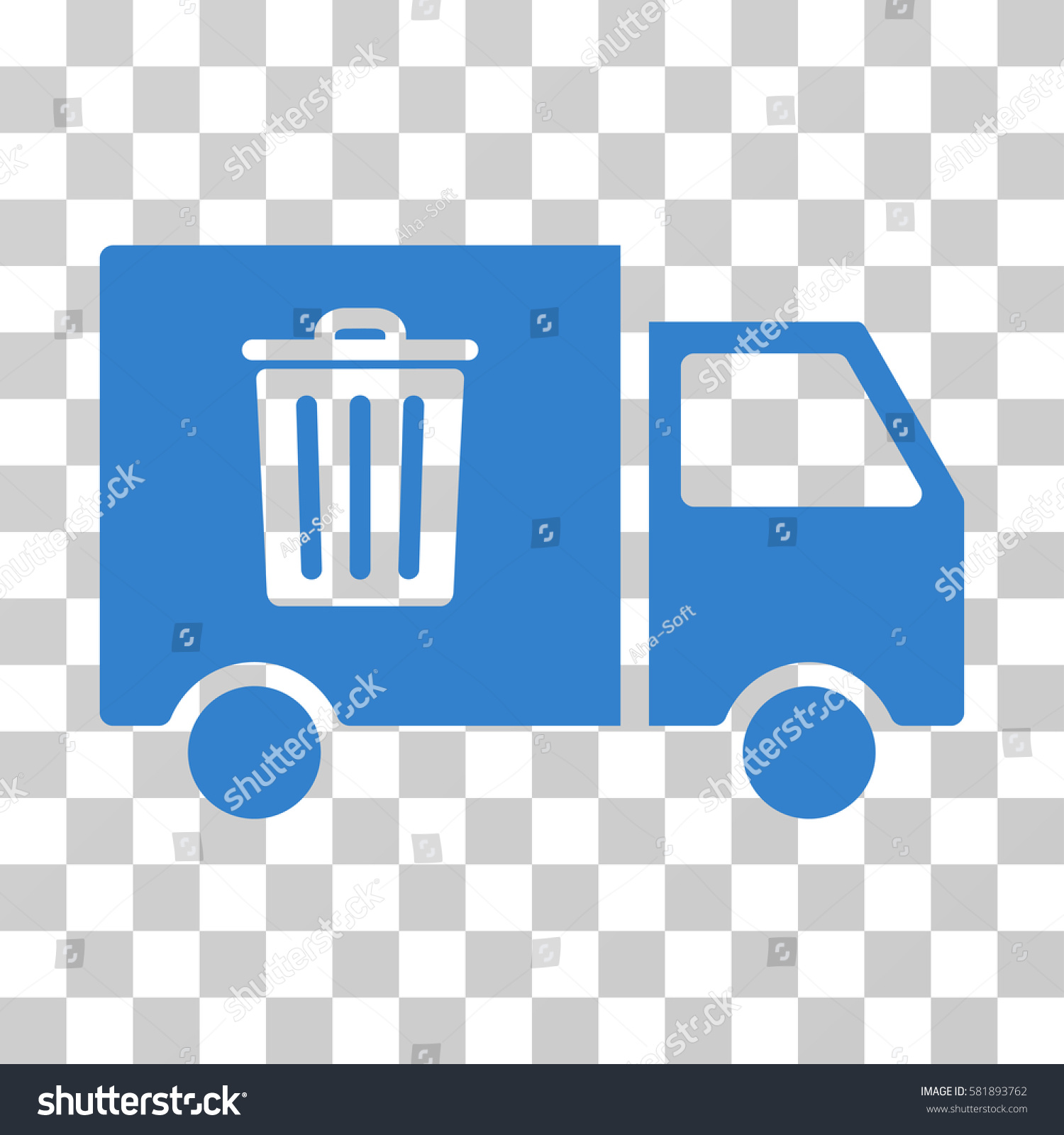 SVG of Rubbish Transport Van vector icon. Illustration style is a flat iconic cobalt symbol on a transparent background. svg