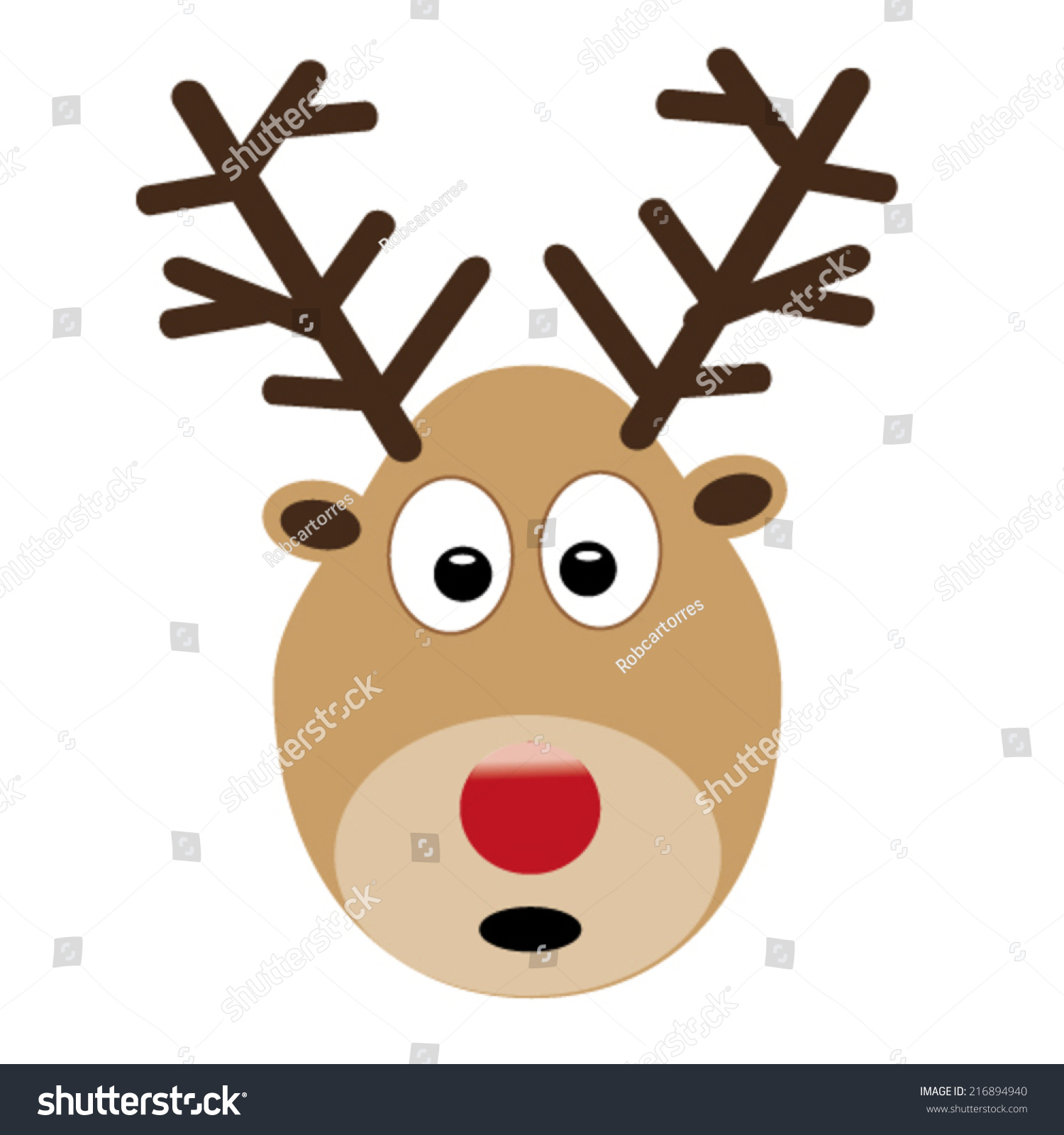 Rudolf Reindeer Isolated Stock Vector Illustration 216894940 : Shutterstock