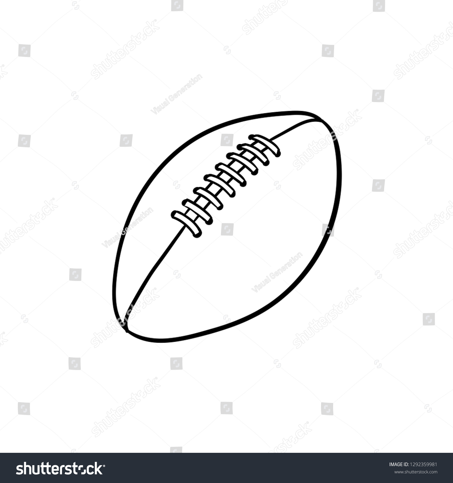 Rugby Ball Hand Drawn Outline Doodle Stock Vector (Royalty Free) 1292359981