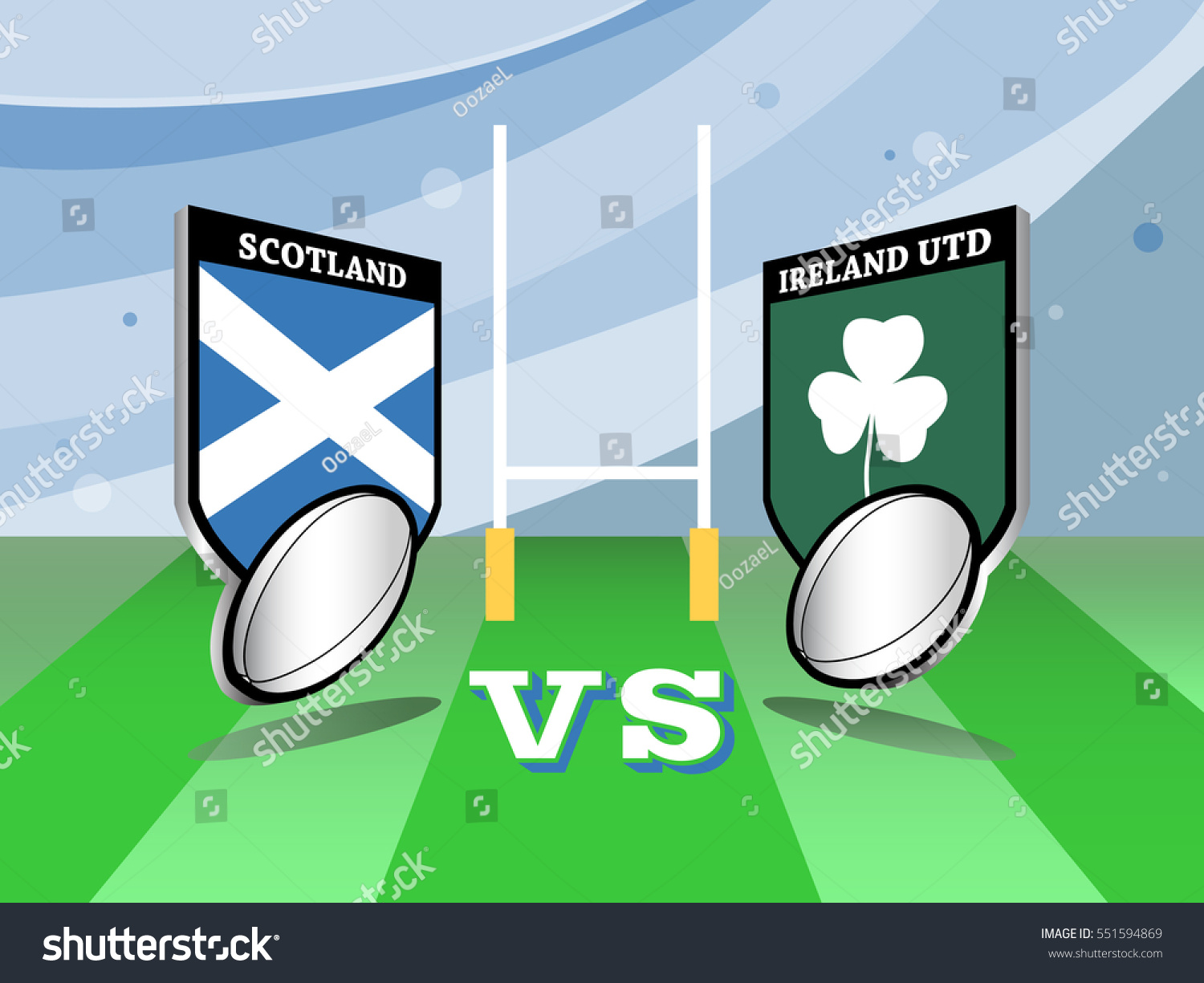 Rugby Championship Scotland Vs Ireland Match Stock Vector Royalty Free 551594869