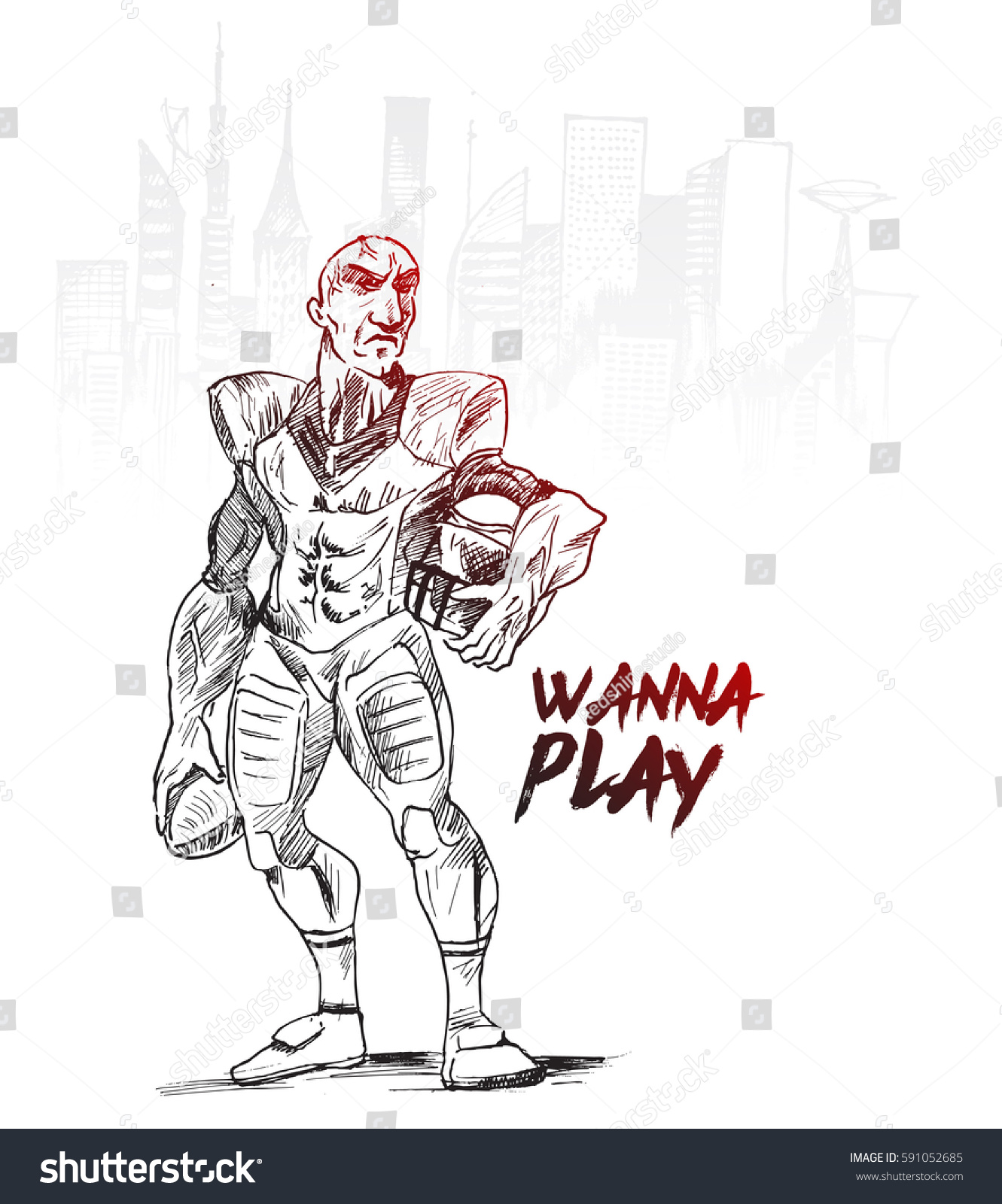 Rugby Player Hand Drawn Sketch Vector Stock Vector (Royalty Free) 591052685