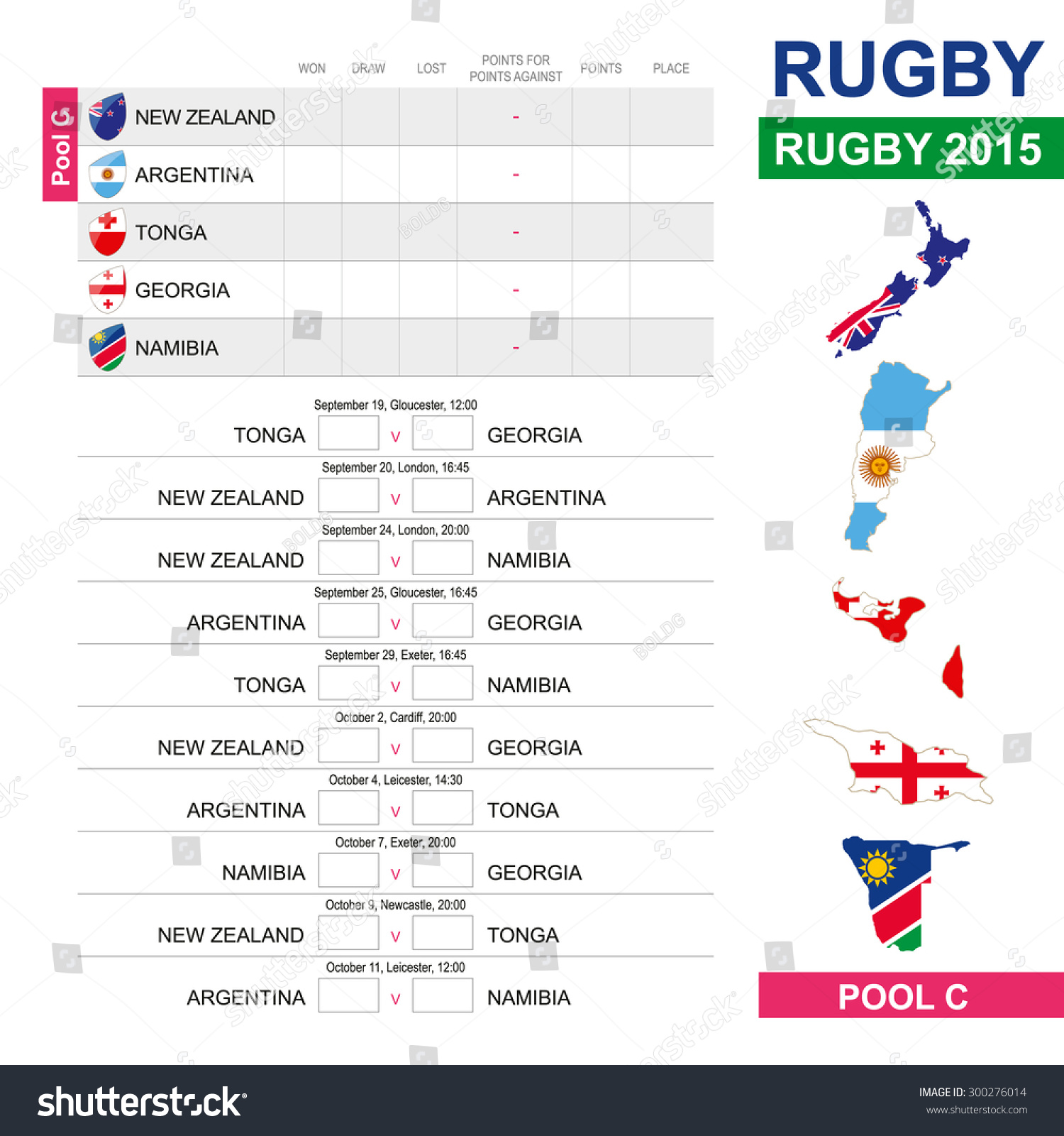 Rugby 2015, Pool C, Match Schedule, All Matches, Time And Place. New ...