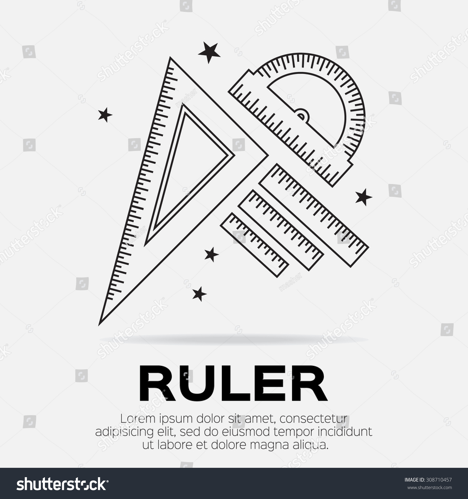 Ruler Icon Ruler Symbol Protractor Office Stock Vector (Royalty Free ...