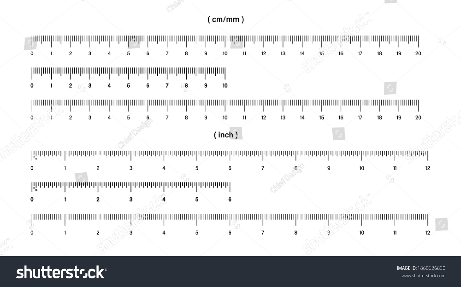 Ruler Metric Inch Rulers Vector Isolated Stock Vector (Royalty Free ...