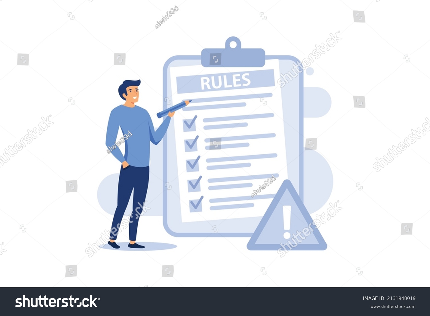 Rules Regulations Policy Guideline Employee Follow Stock Vector