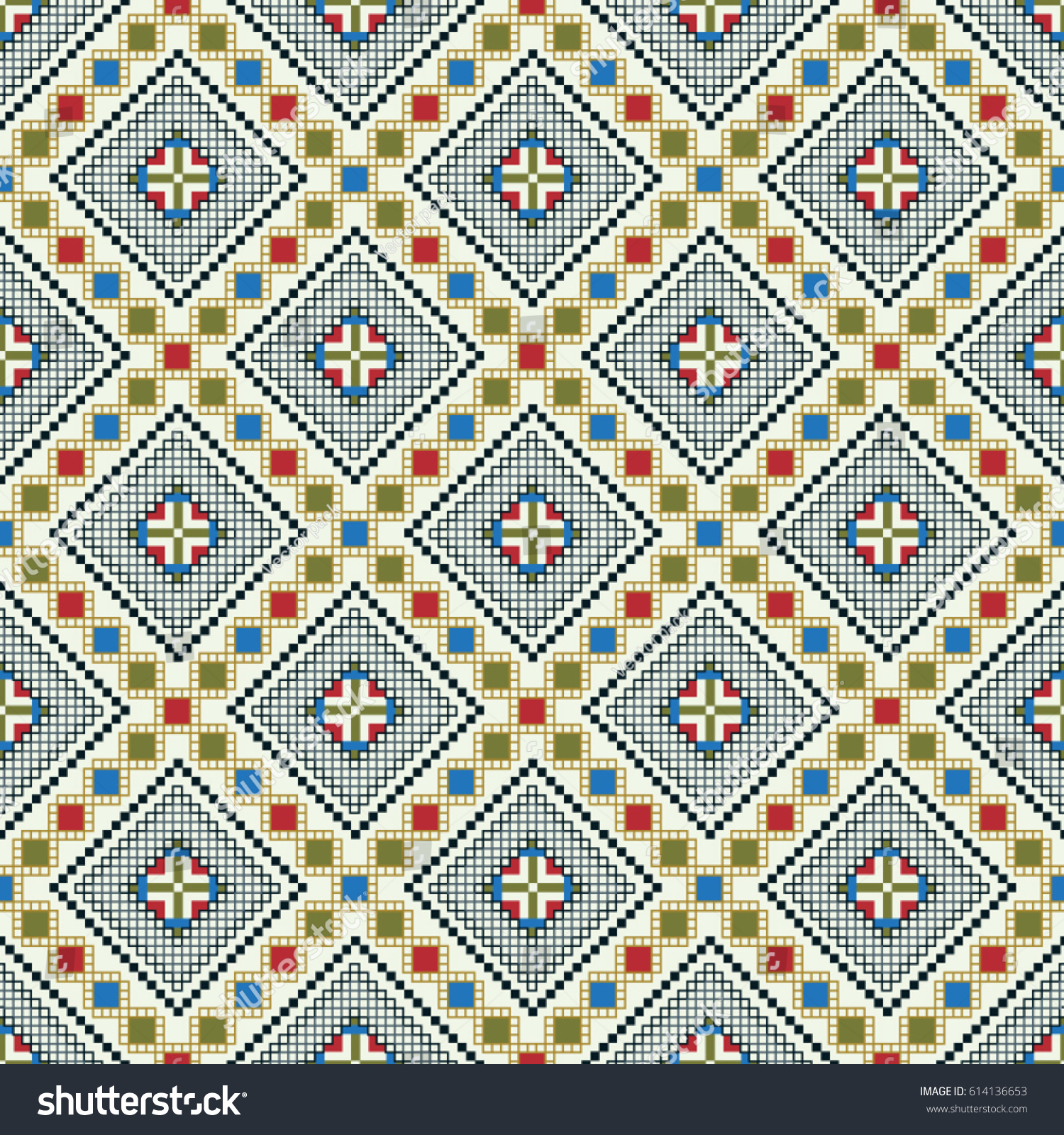 SVG of Rumanian traditional motifs with rhombus vector background. Folk art seamless pattern. svg