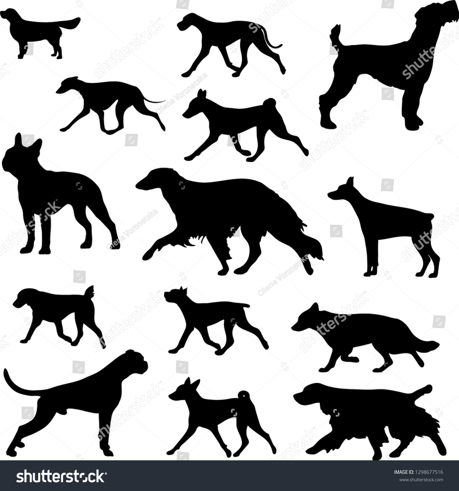 Run Standing Dog Silhouette Vector Stock Vector (Royalty Free ...