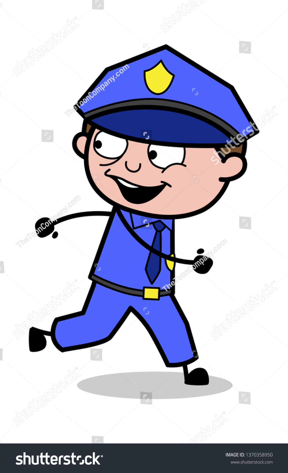 Run Away Retro Cop Policeman Vector Stock Vector (Royalty Free ...