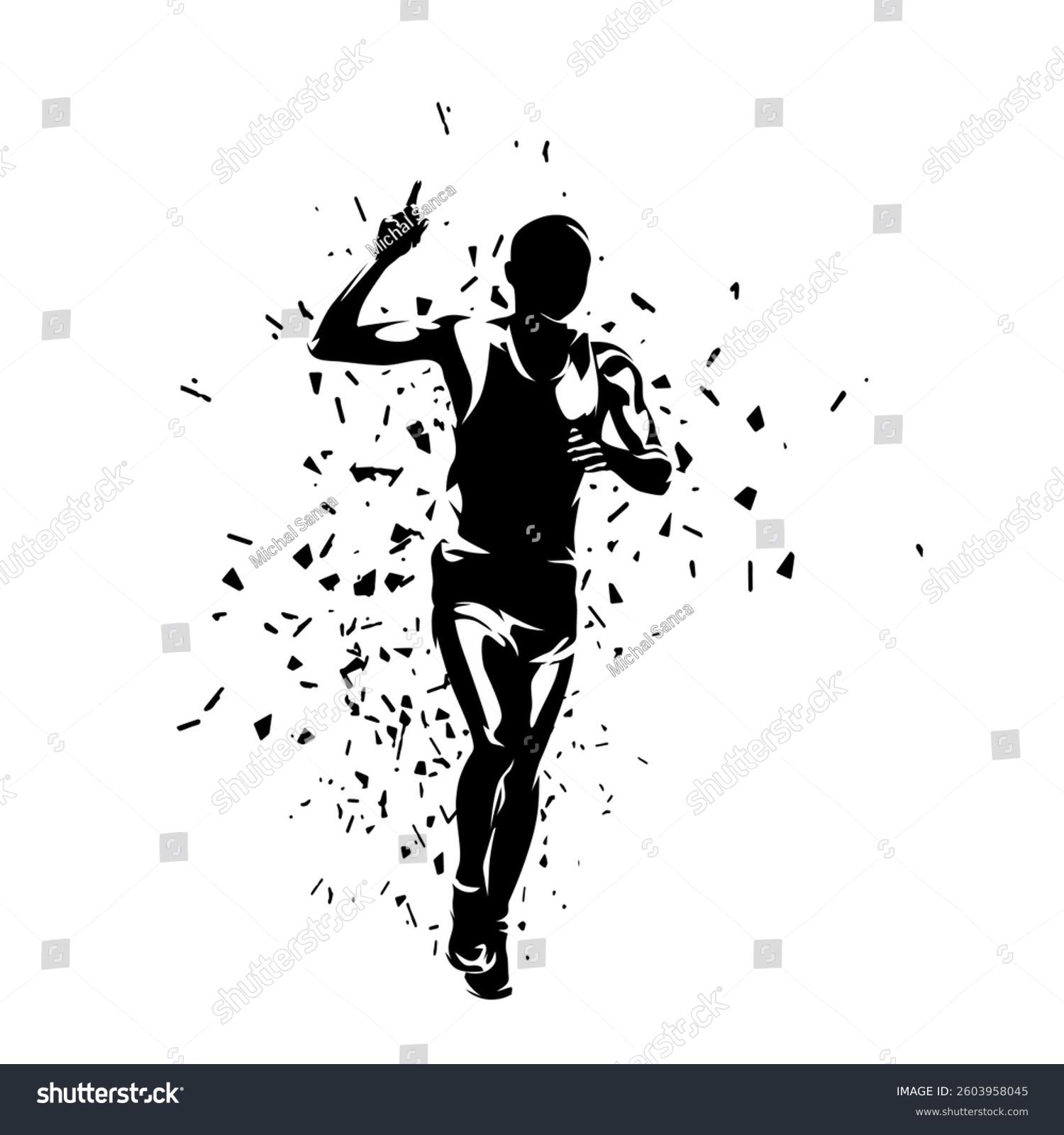 recommend clip art: Run. Marathon runner clip art, high contrast sports vector illustration with distortion effect