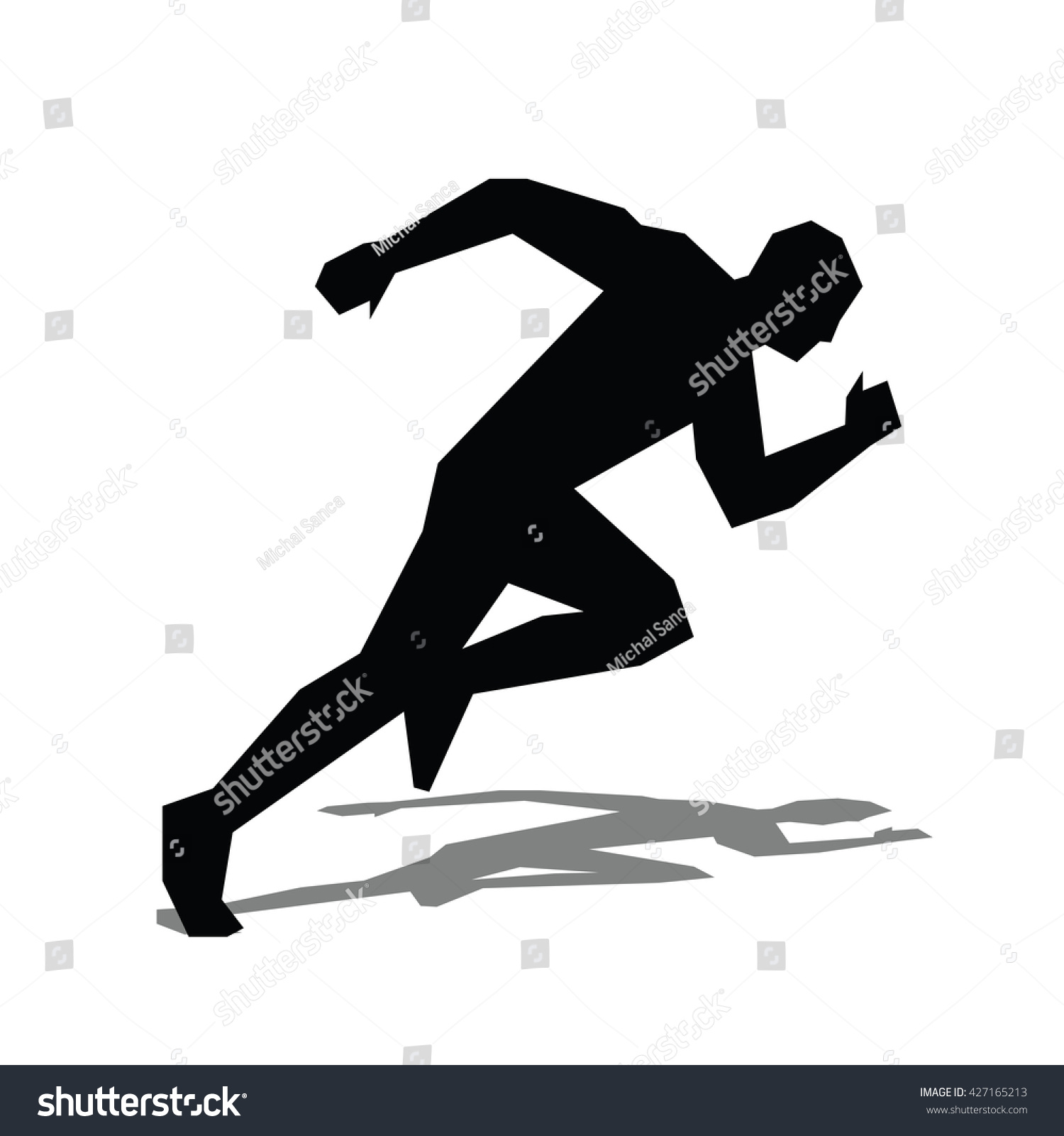 Running Man Isolated Vector Silhouette Sprinting Runner