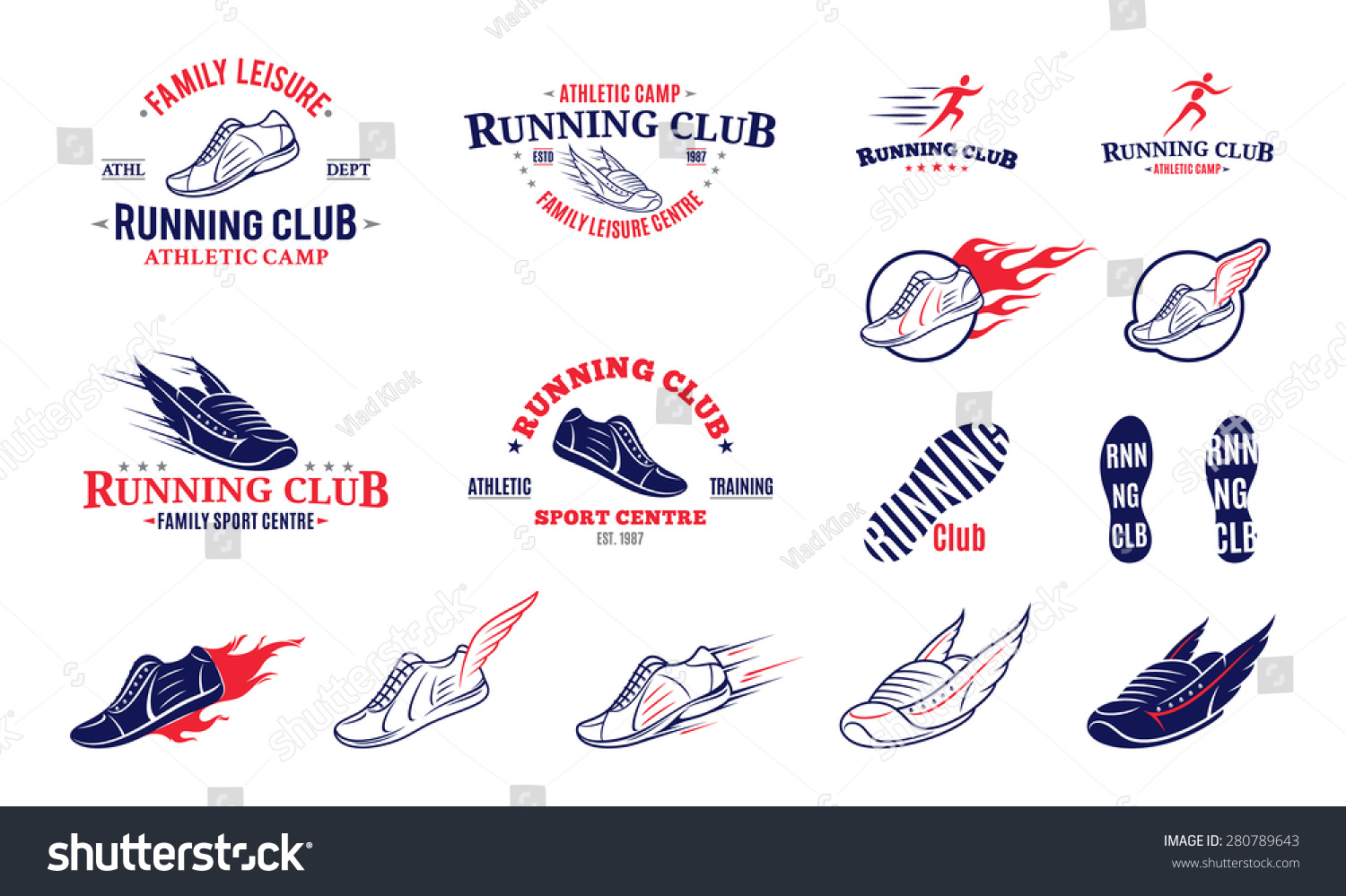 Running Club Logo Labels Icons Design Stock Vector 280789643 - Shutterstock