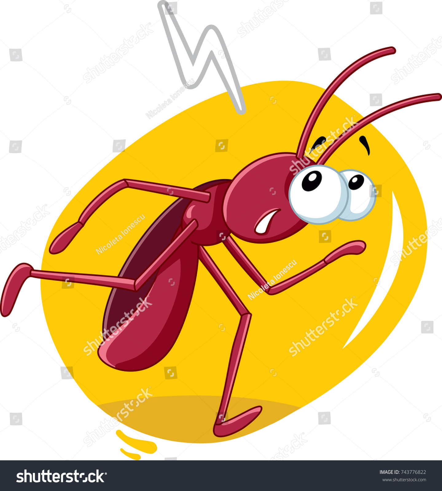 Running Cockroach Insect Vector Cartoon Bad Stock Vector 743776822