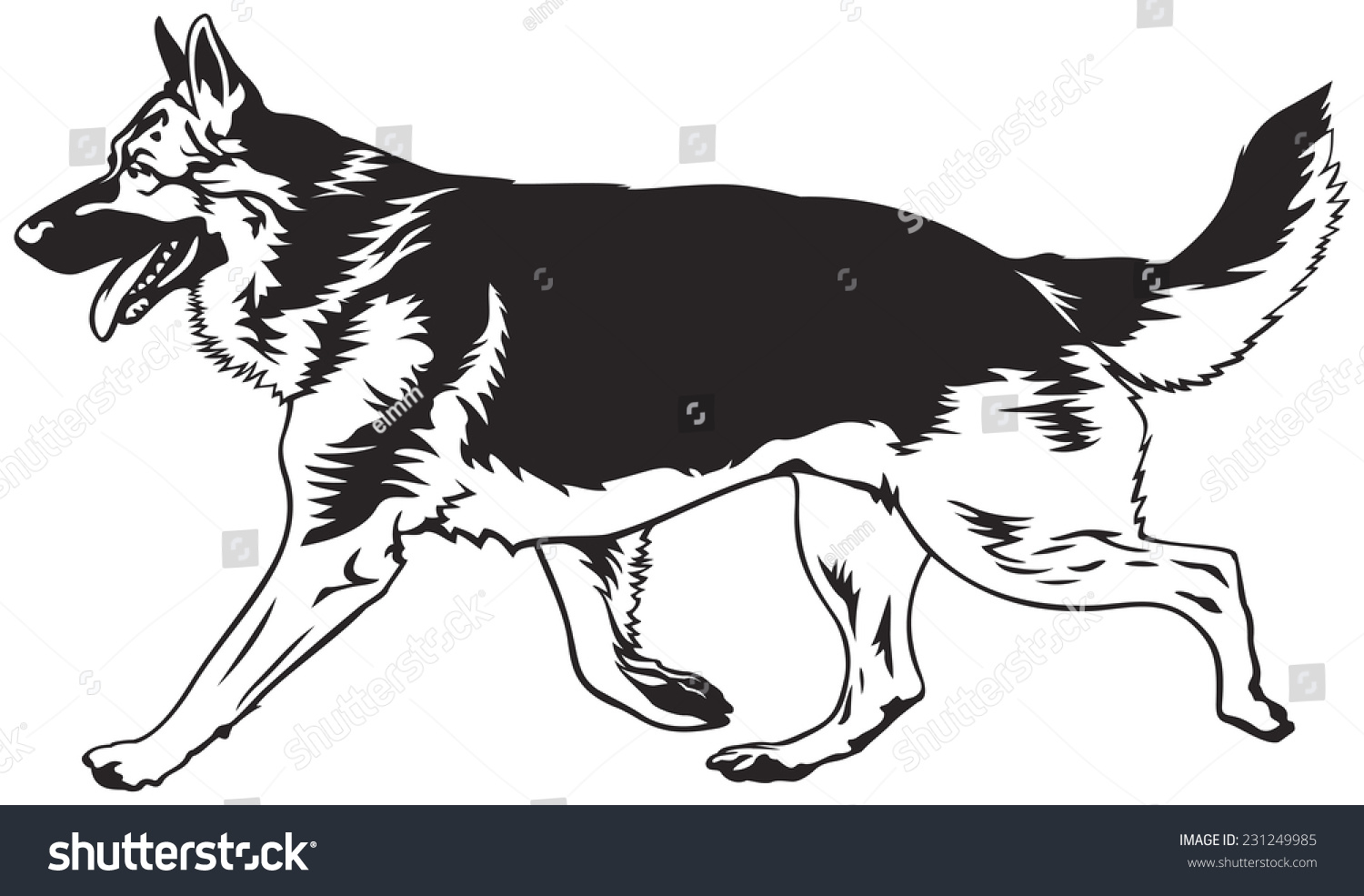 Running Dog German Shepherd Dog Breed Stock Vector 231249985 - Shutterstock